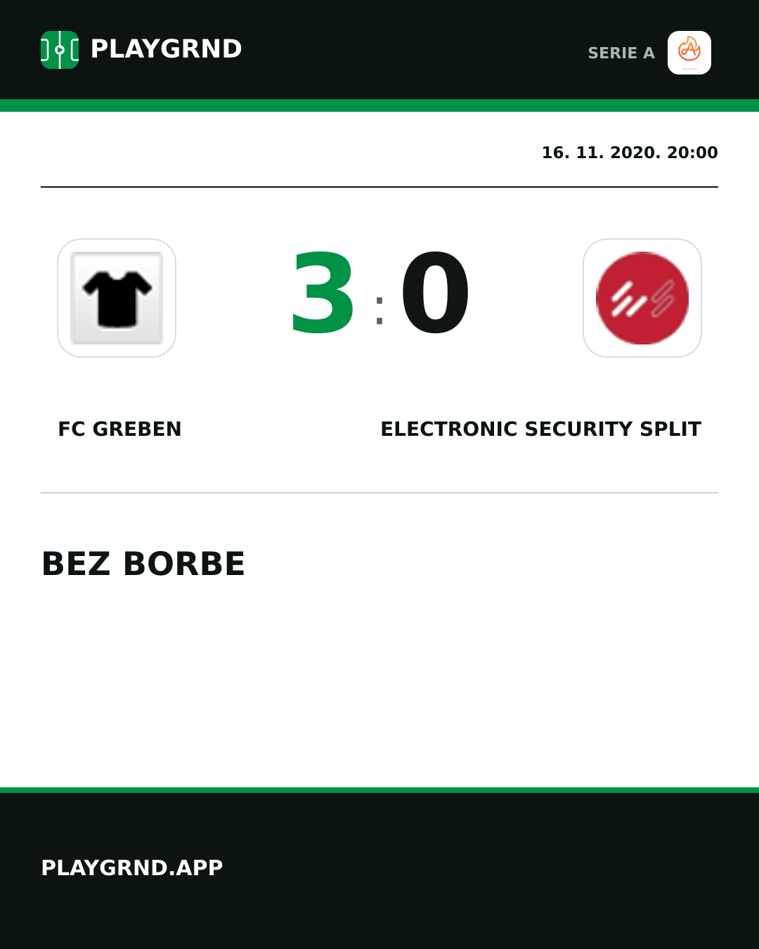 Instagram slika: FC Greben 3:0 Electronic Security Split