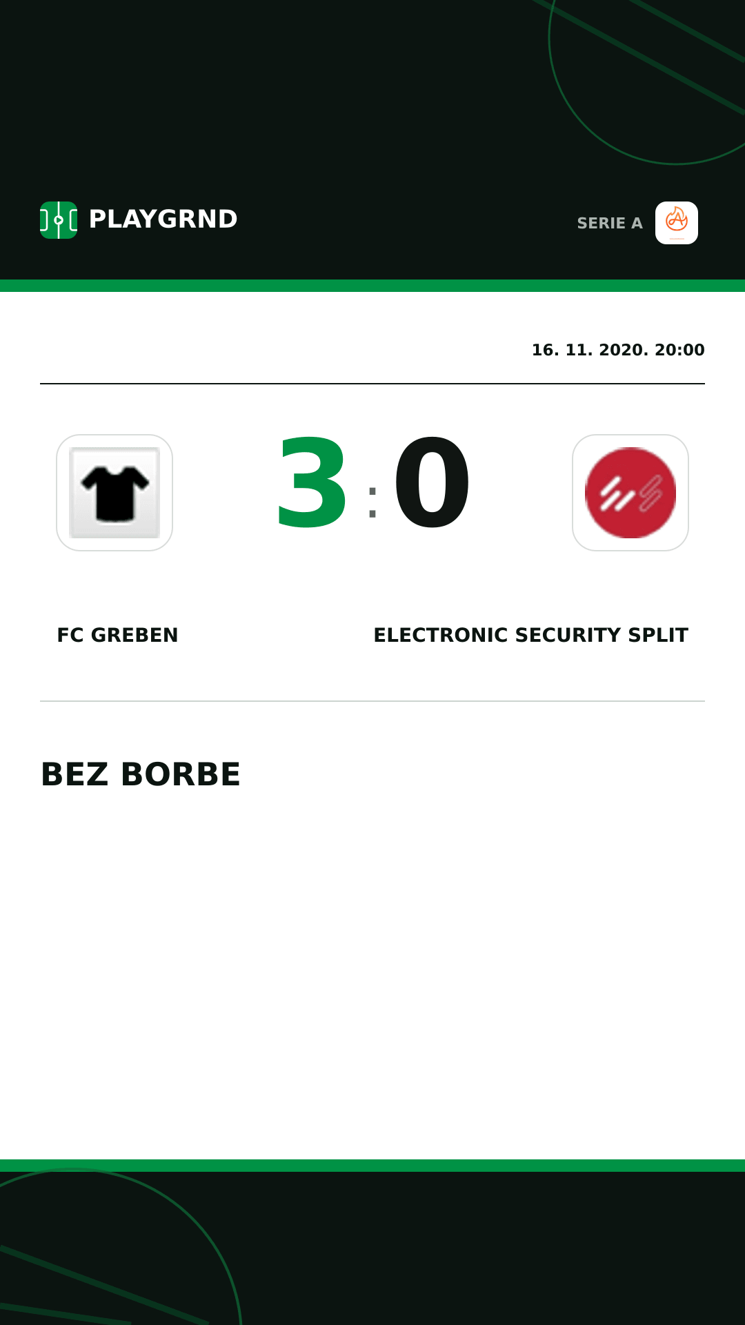 Instagram slika: FC Greben 3:0 Electronic Security Split