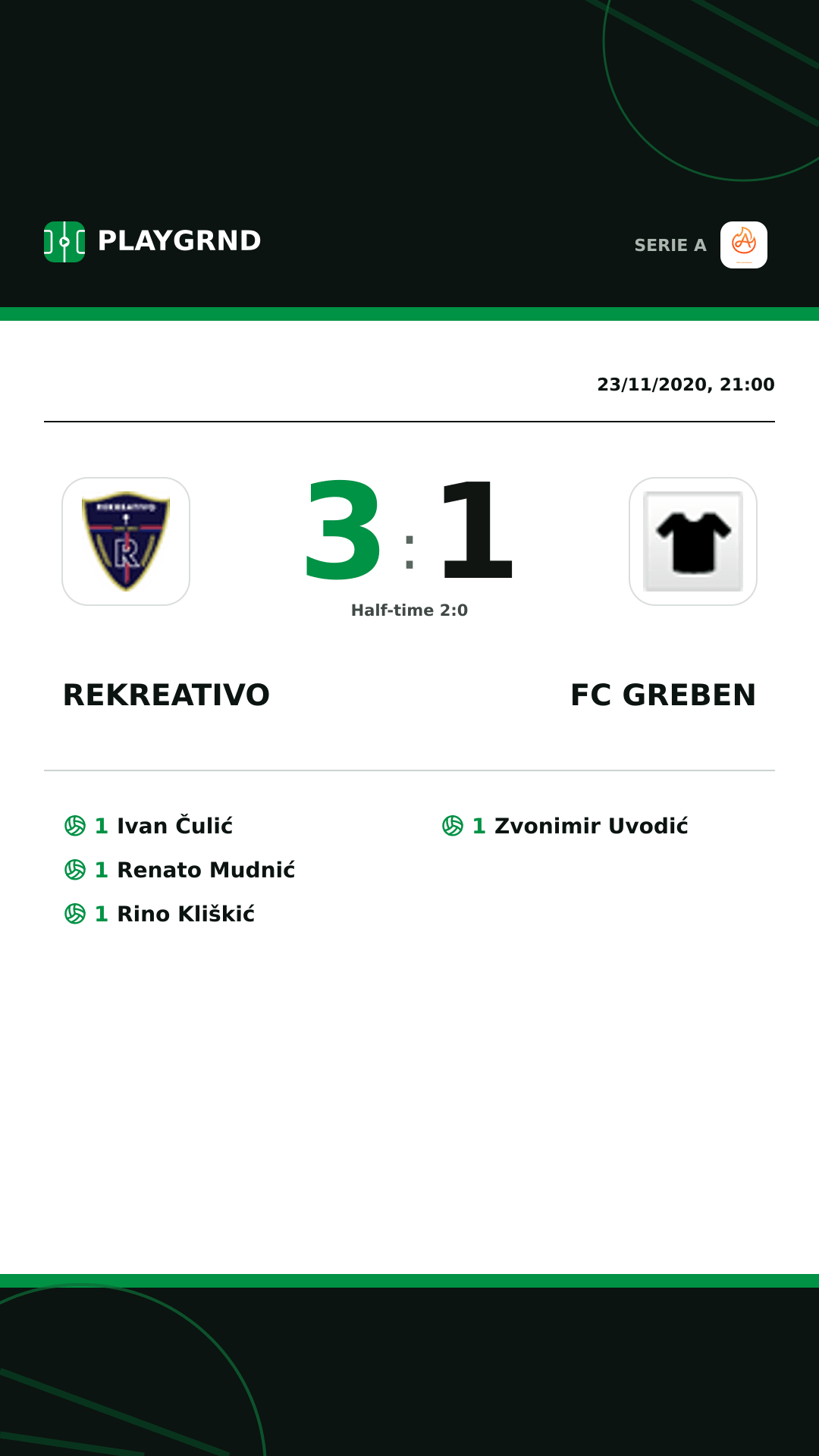 Instagram artwork: Rekreativo 3:1 FC Greben