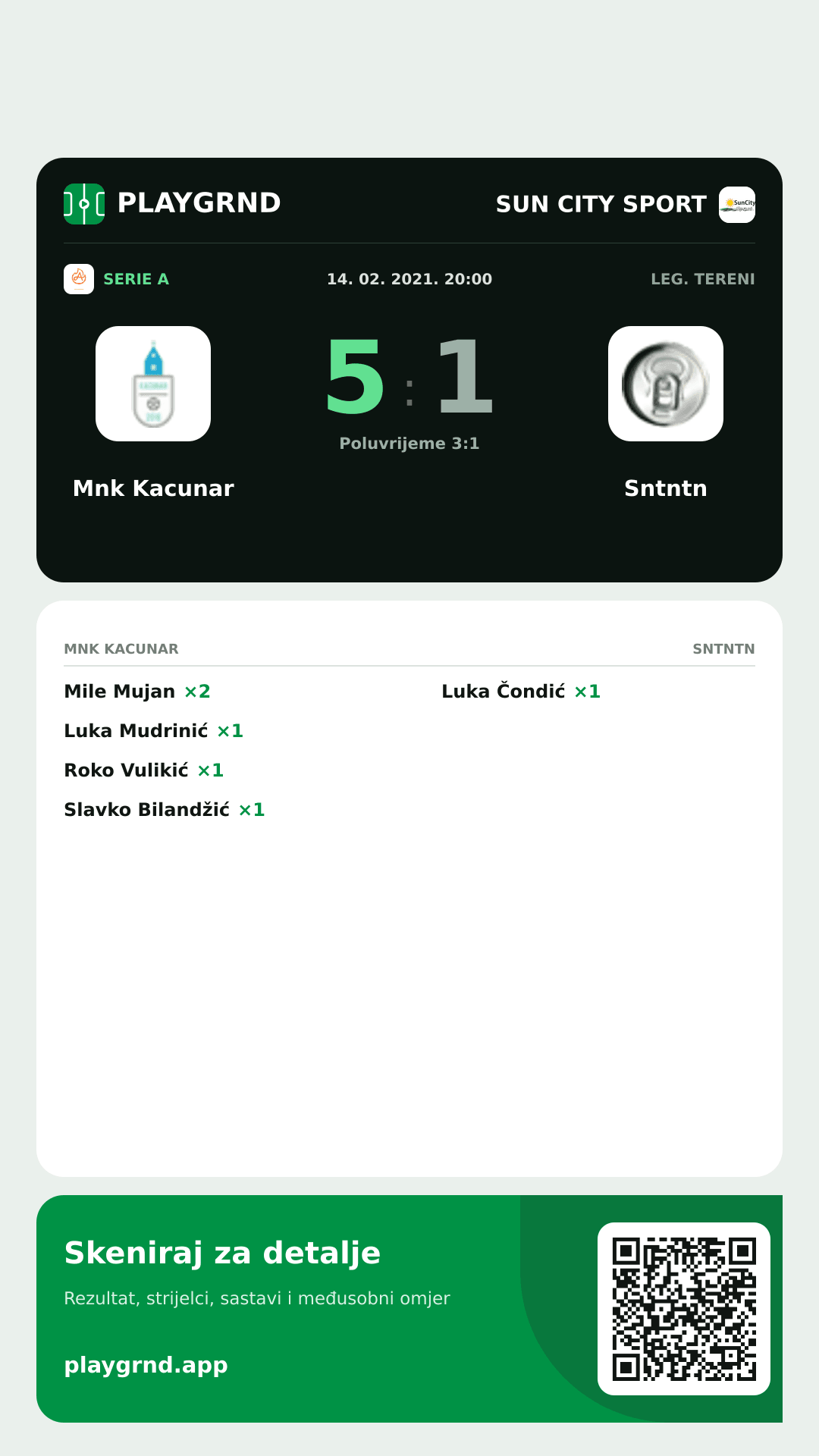 Story slika: Mnk Kacunar 5:1 Sntntn