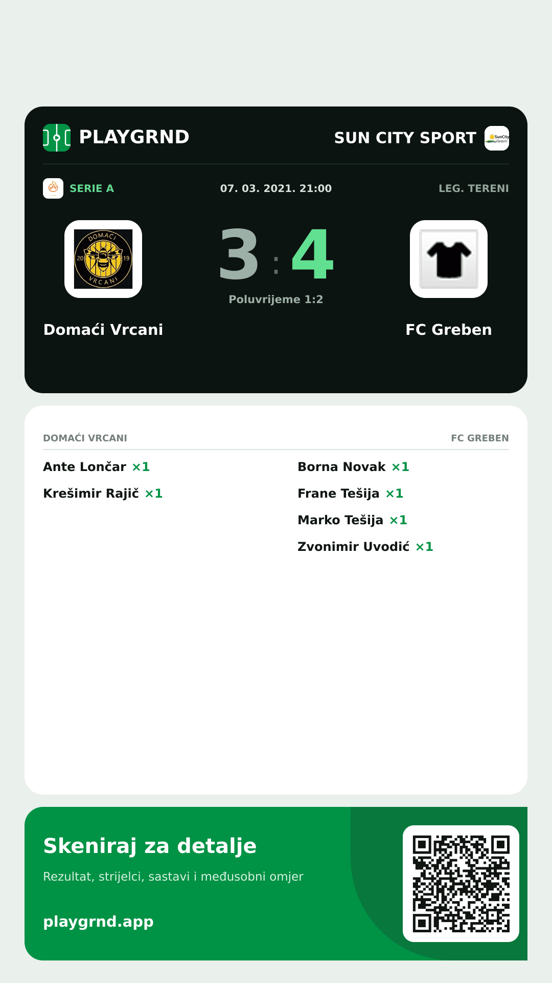 Story slika: Domaći Vrcani 3:4 FC Greben