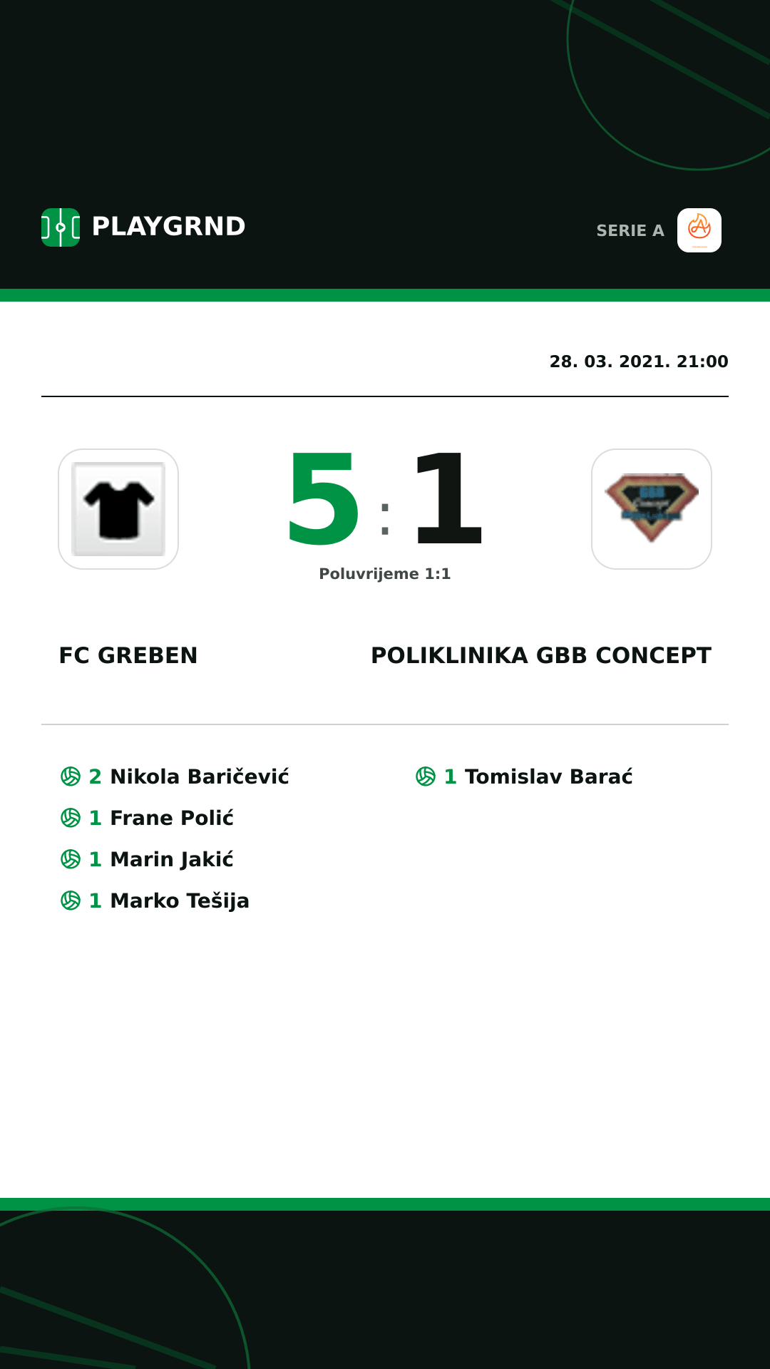 Instagram slika: FC Greben 5:1 Poliklinika Gbb Concept