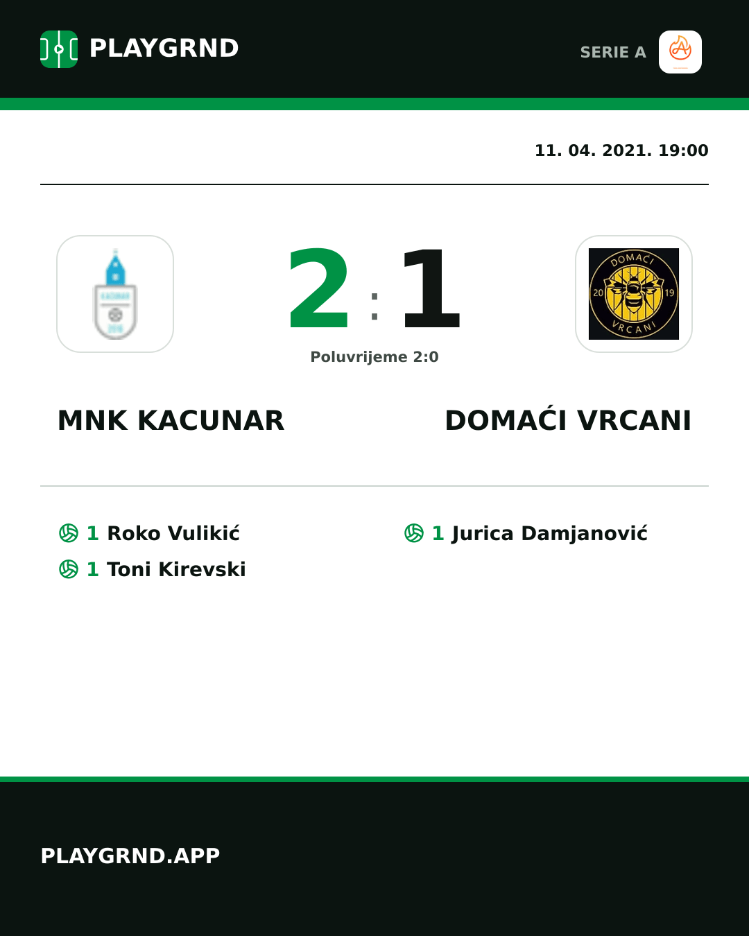 Instagram slika: Mnk Kacunar 2:1 Domaći Vrcani