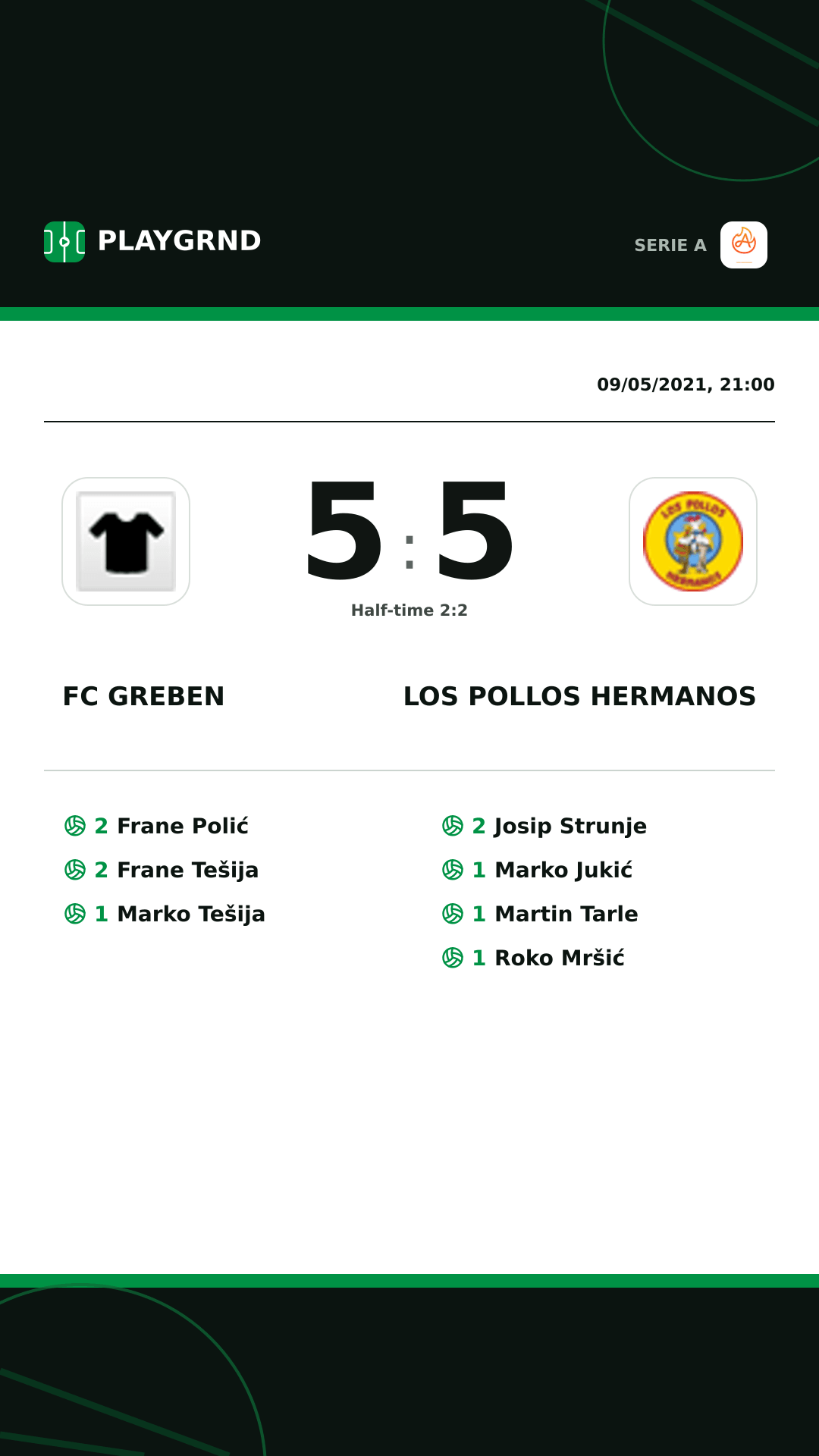 Instagram artwork: FC Greben 5:5 Los Pollos Hermanos