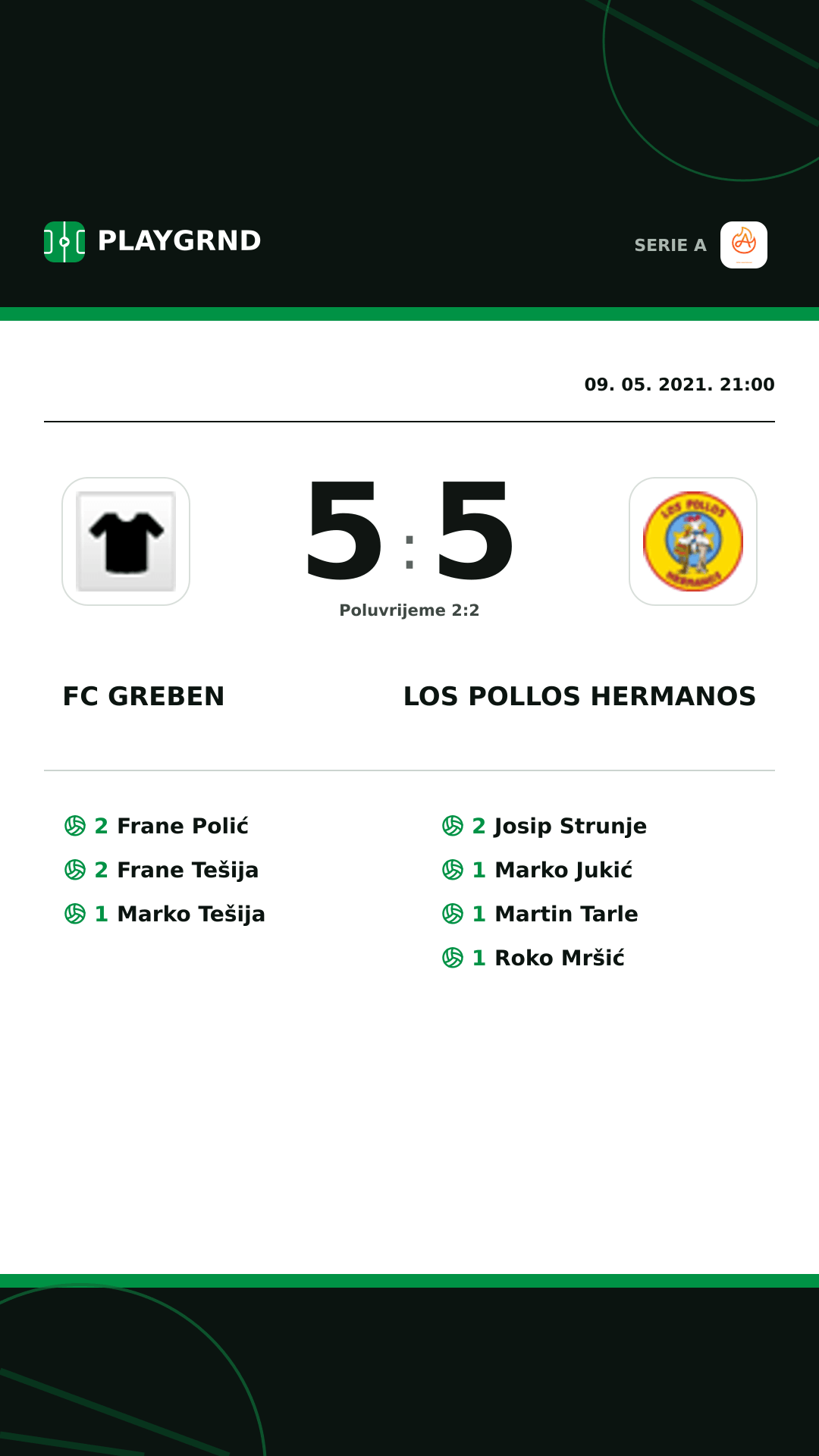 Instagram slika: FC Greben 5:5 Los Pollos Hermanos