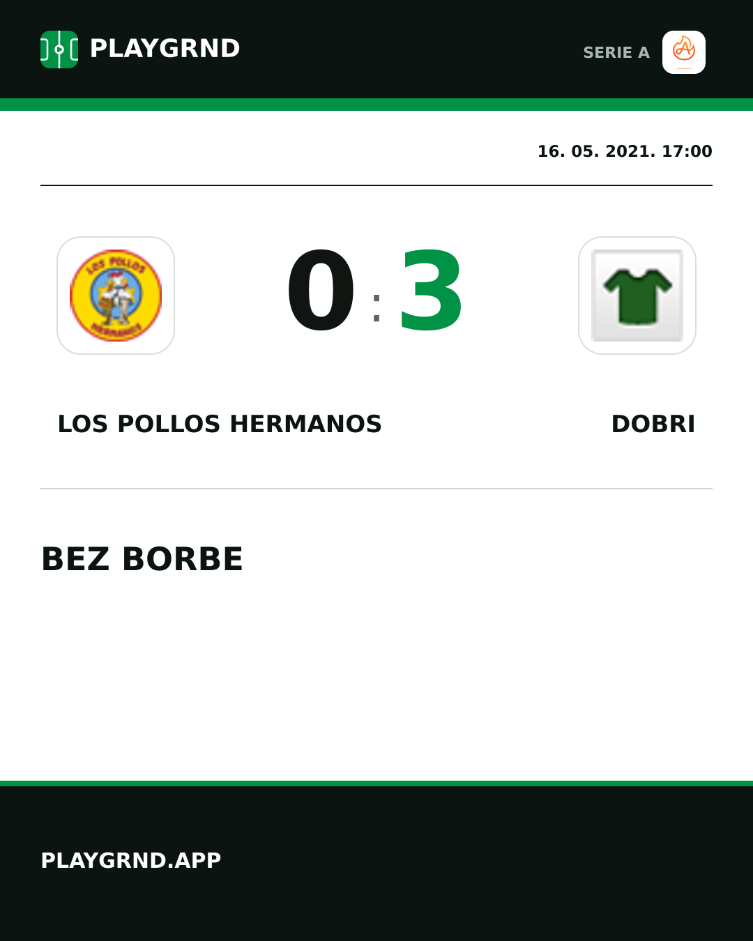 Instagram slika: Los Pollos Hermanos 0:3 Dobri