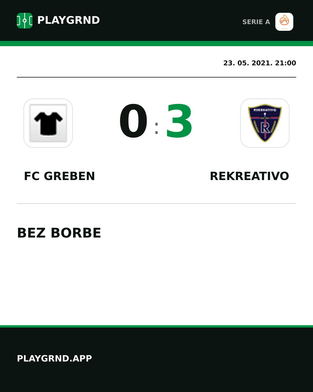 Instagram slika: FC Greben 0:3 Rekreativo