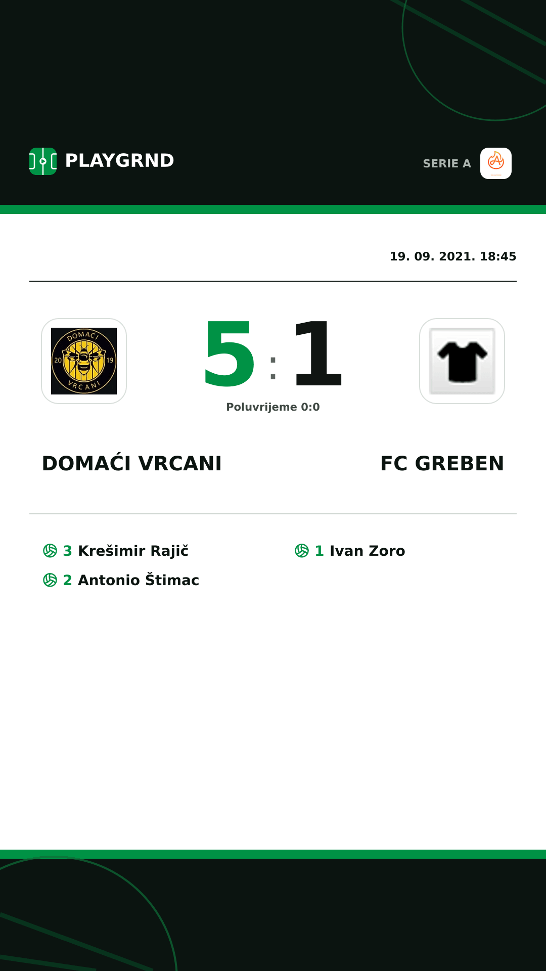 Instagram slika: Domaći Vrcani 5:1 FC Greben