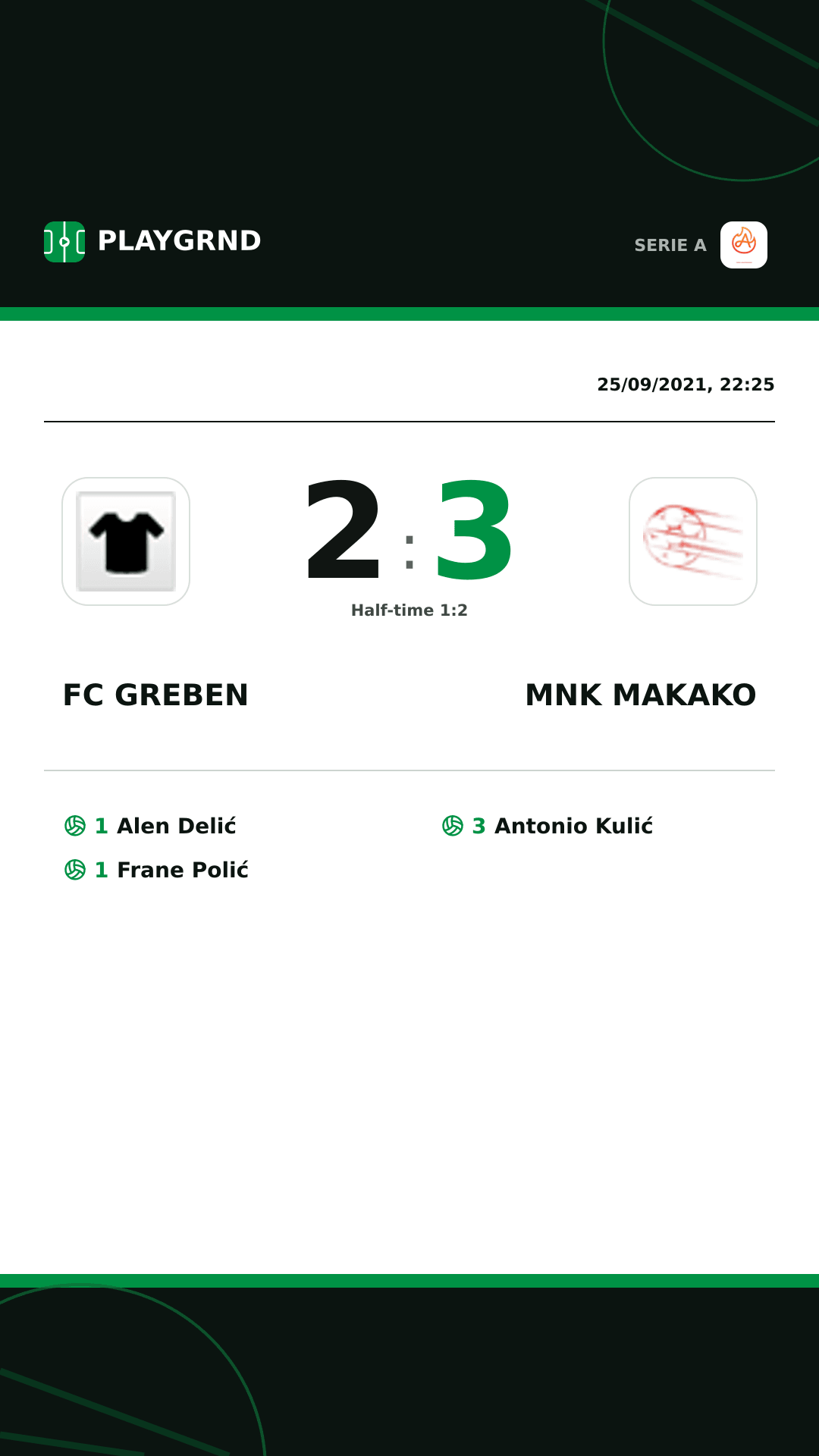 Instagram artwork: FC Greben 2:3 Mnk Makako