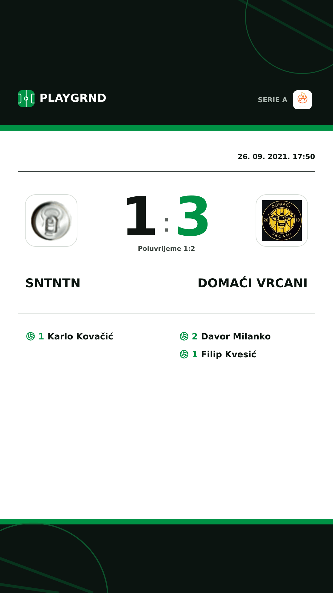 Instagram slika: Sntntn 1:3 Domaći Vrcani