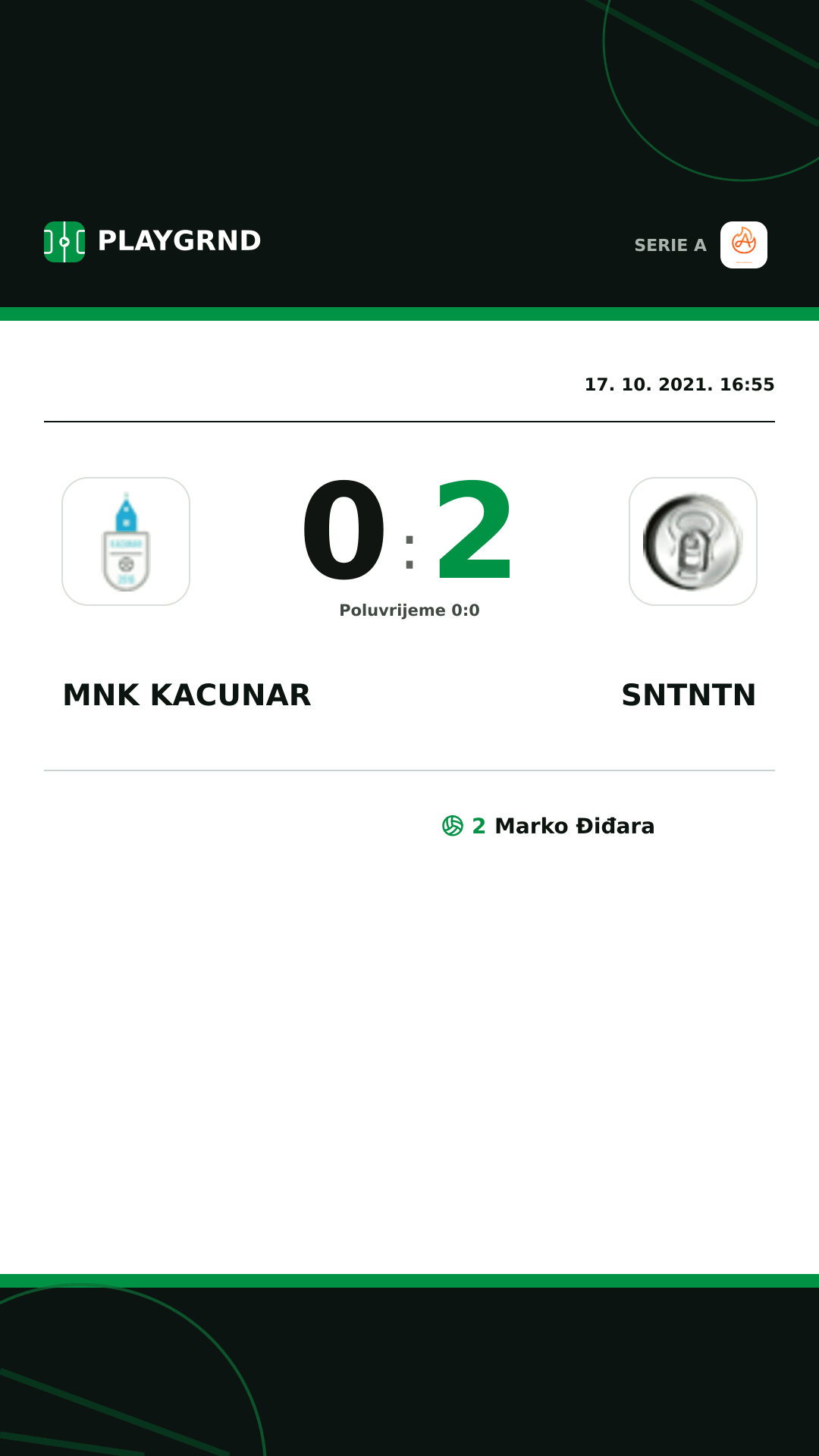 Instagram slika: Mnk Kacunar 0:2 Sntntn