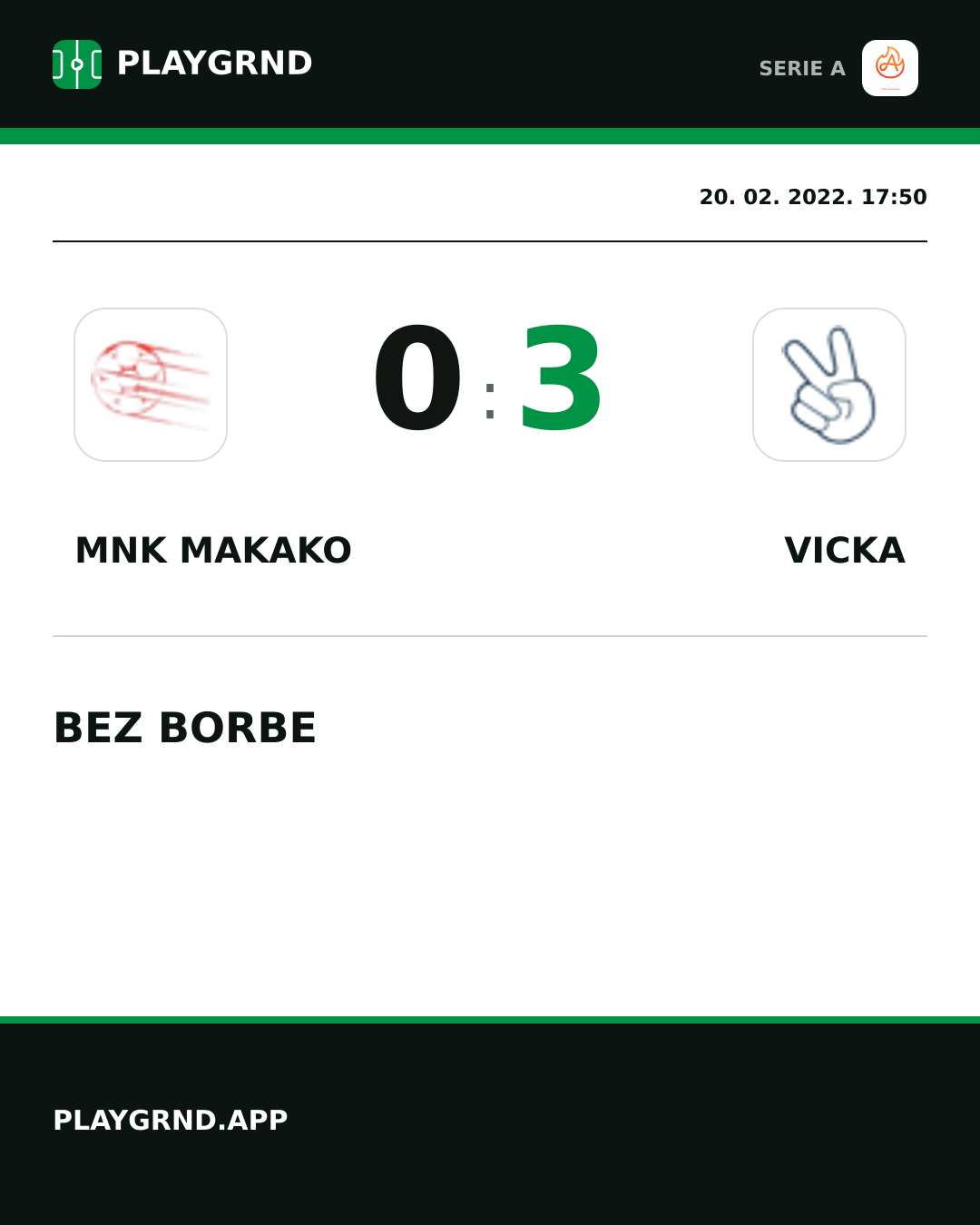 Instagram slika: Mnk Makako 0:3 Vicka