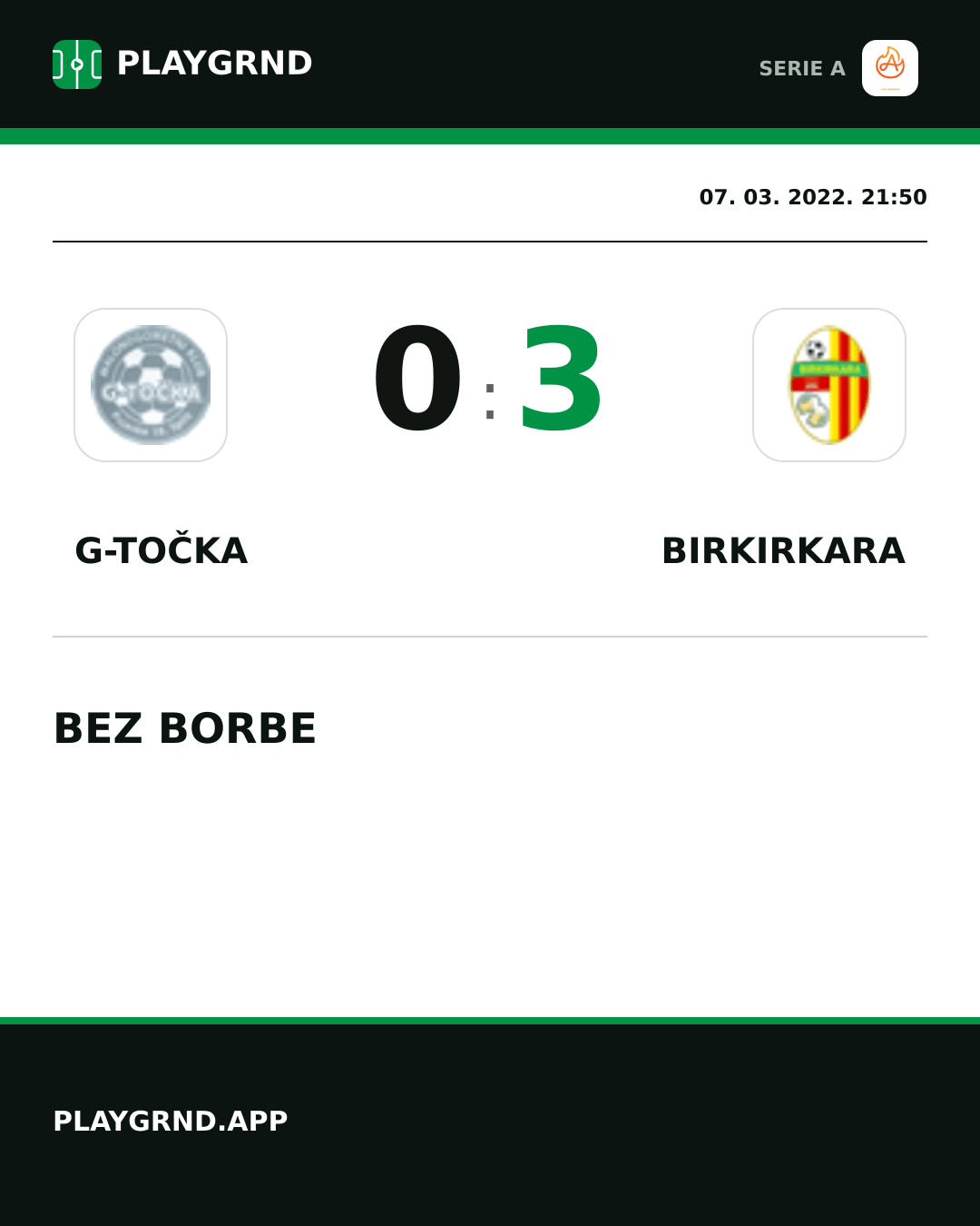 Instagram slika: G-Točka 0:3 Birkirkara