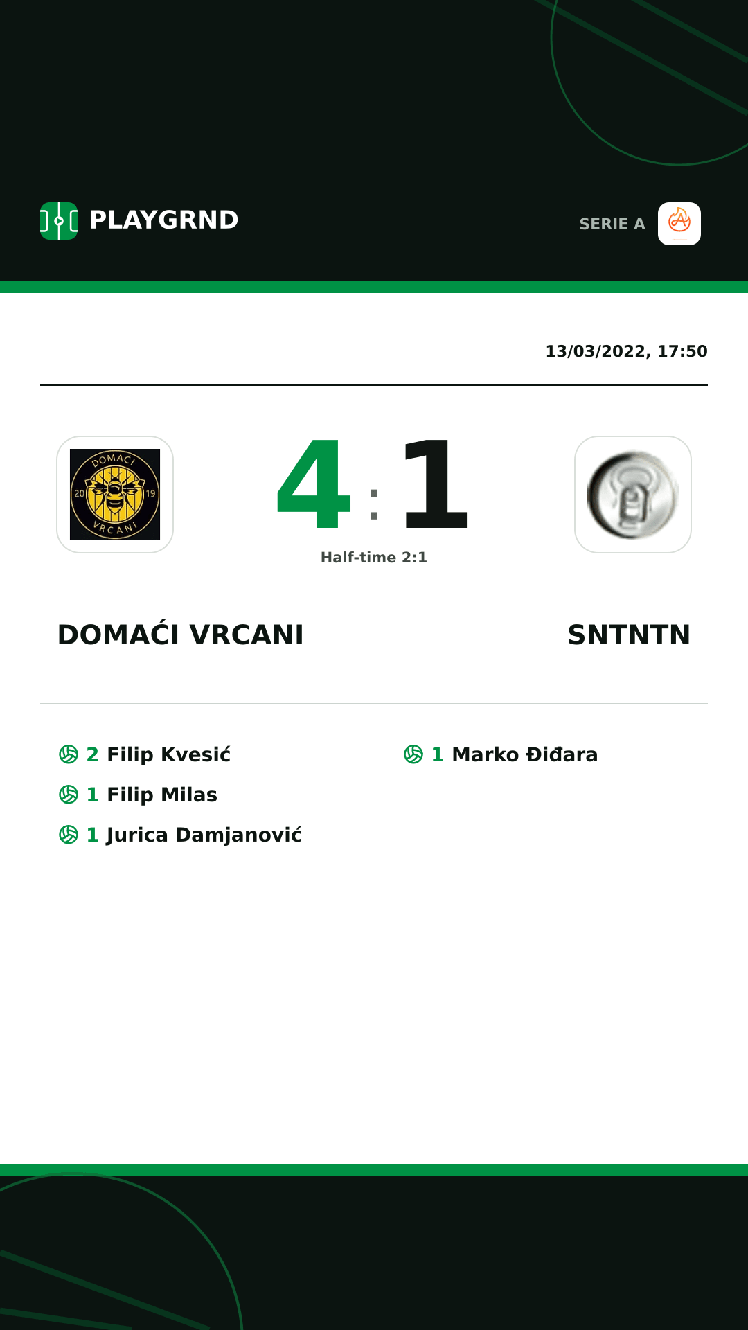 Instagram artwork: Domaći Vrcani 4:1 Sntntn