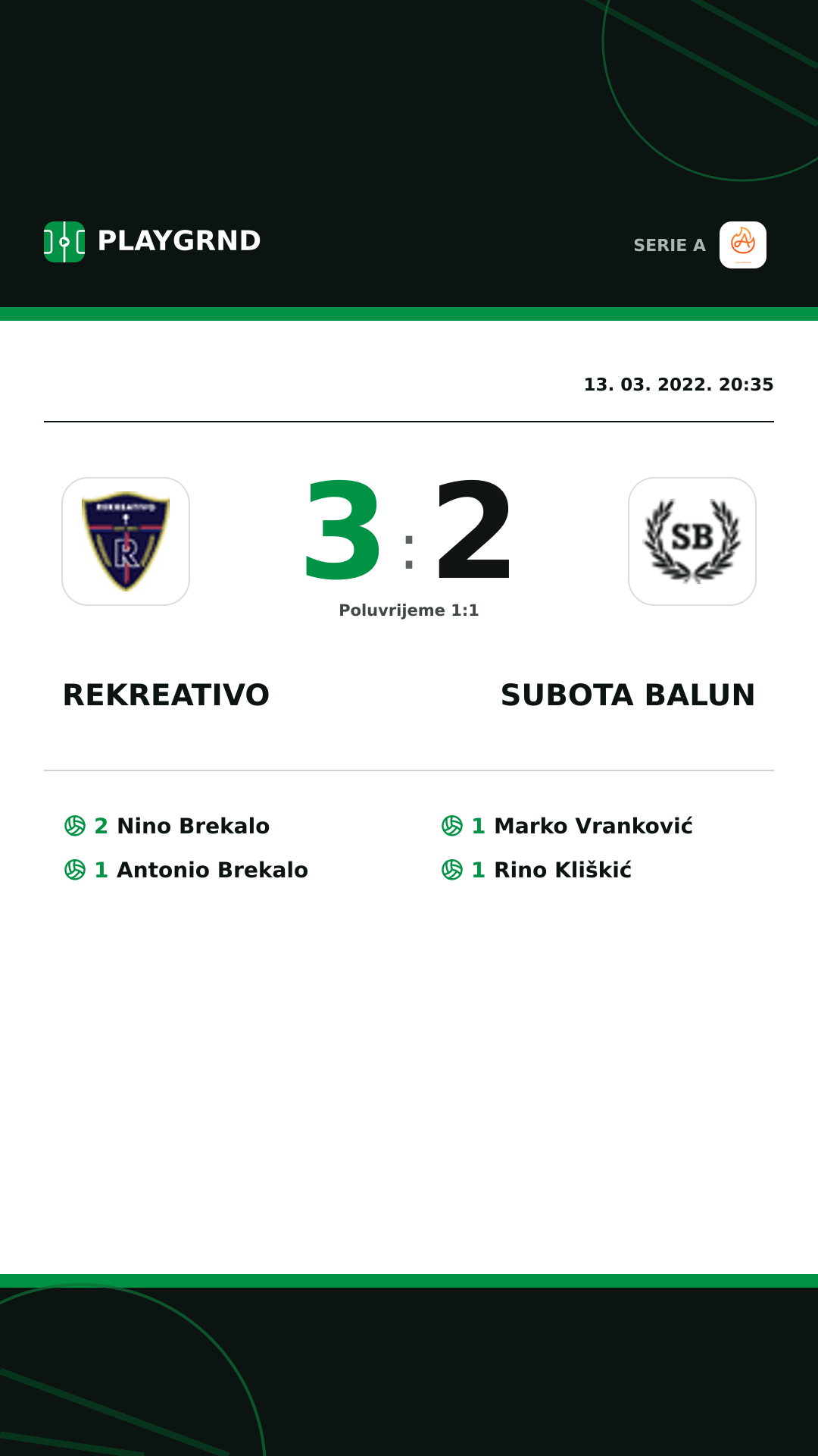 Instagram slika: Rekreativo 3:2 Subota Balun