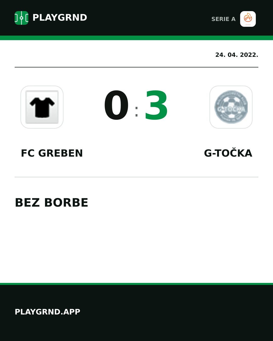 Instagram slika: FC Greben 0:3 G-Točka
