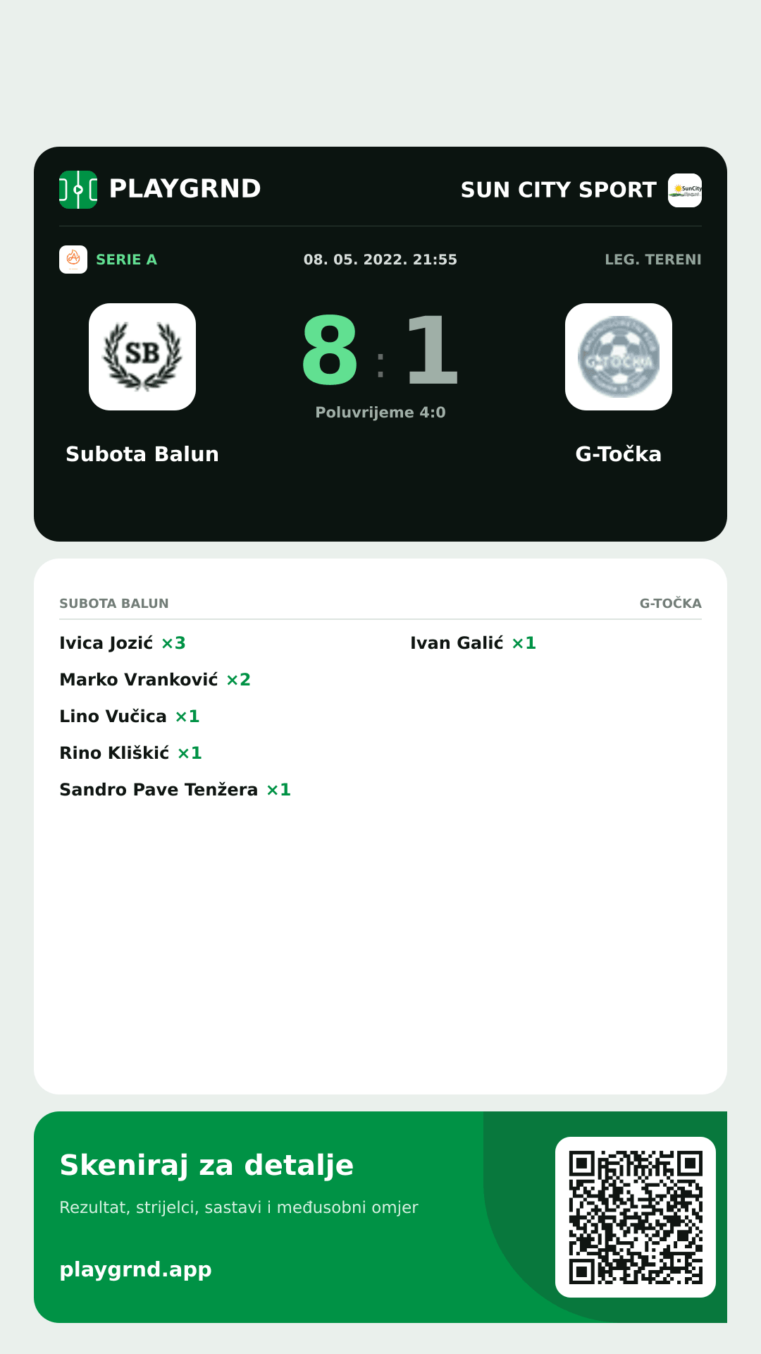Story slika: Subota Balun 8:1 G-Točka