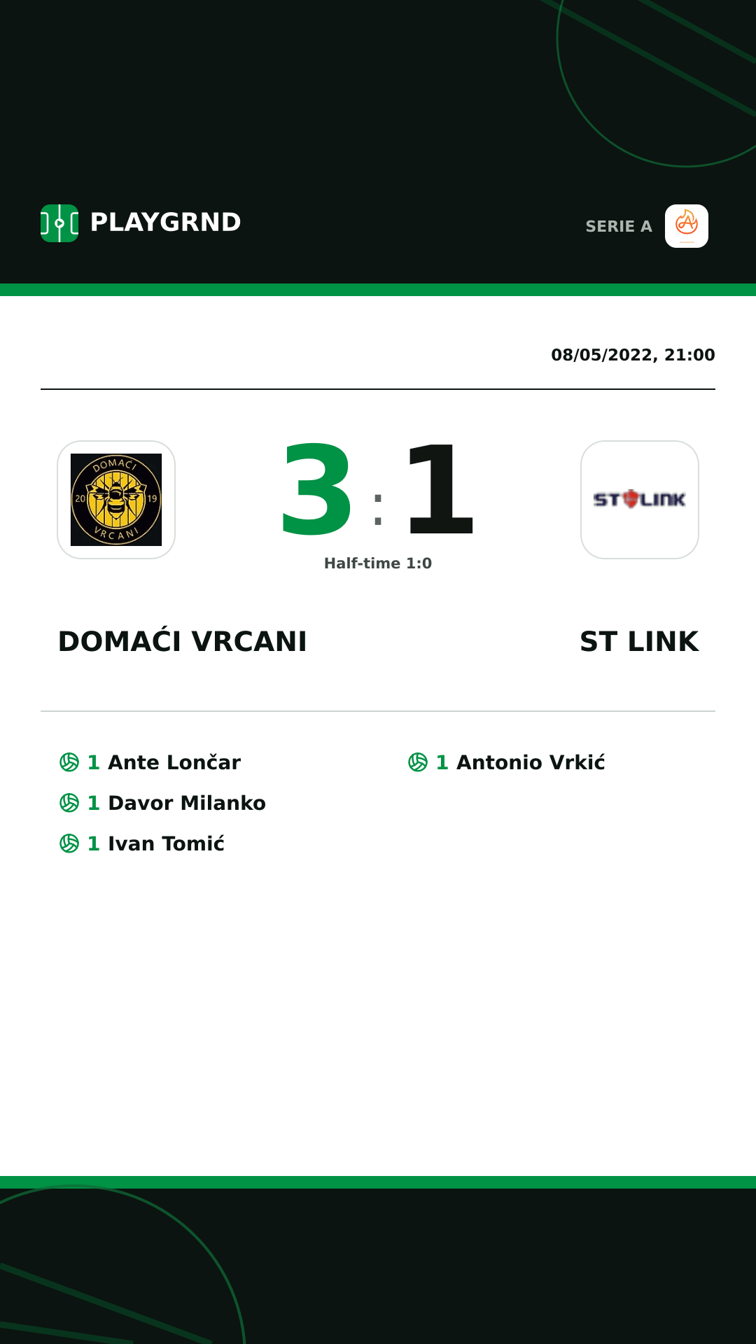 Instagram artwork: Domaći Vrcani 3:1 ST Link