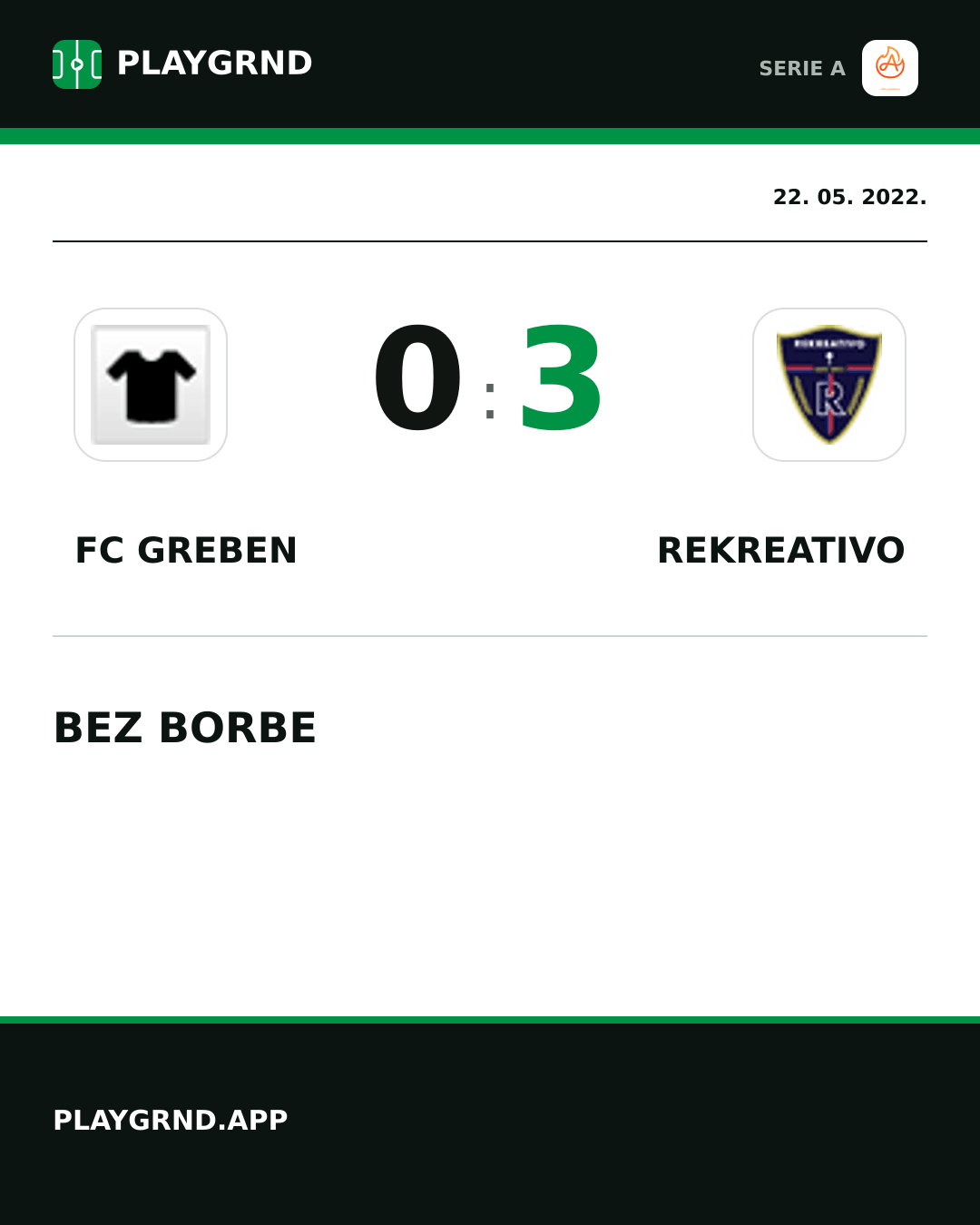 Instagram slika: FC Greben 0:3 Rekreativo