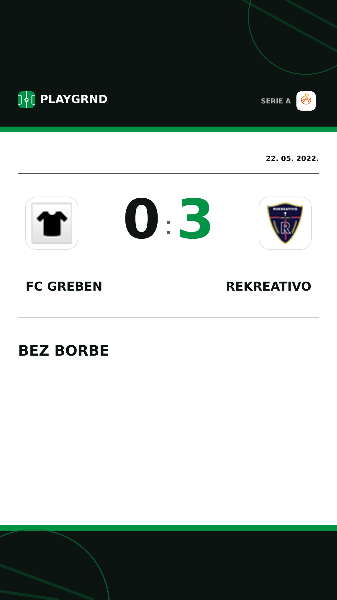 Instagram slika: FC Greben 0:3 Rekreativo