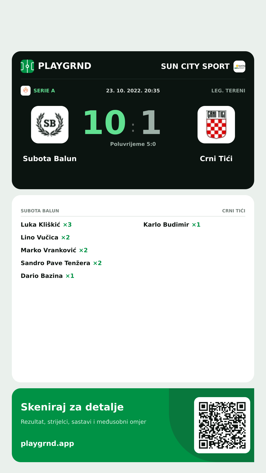 Story image: Subota Balun 10:1 Crni Tići