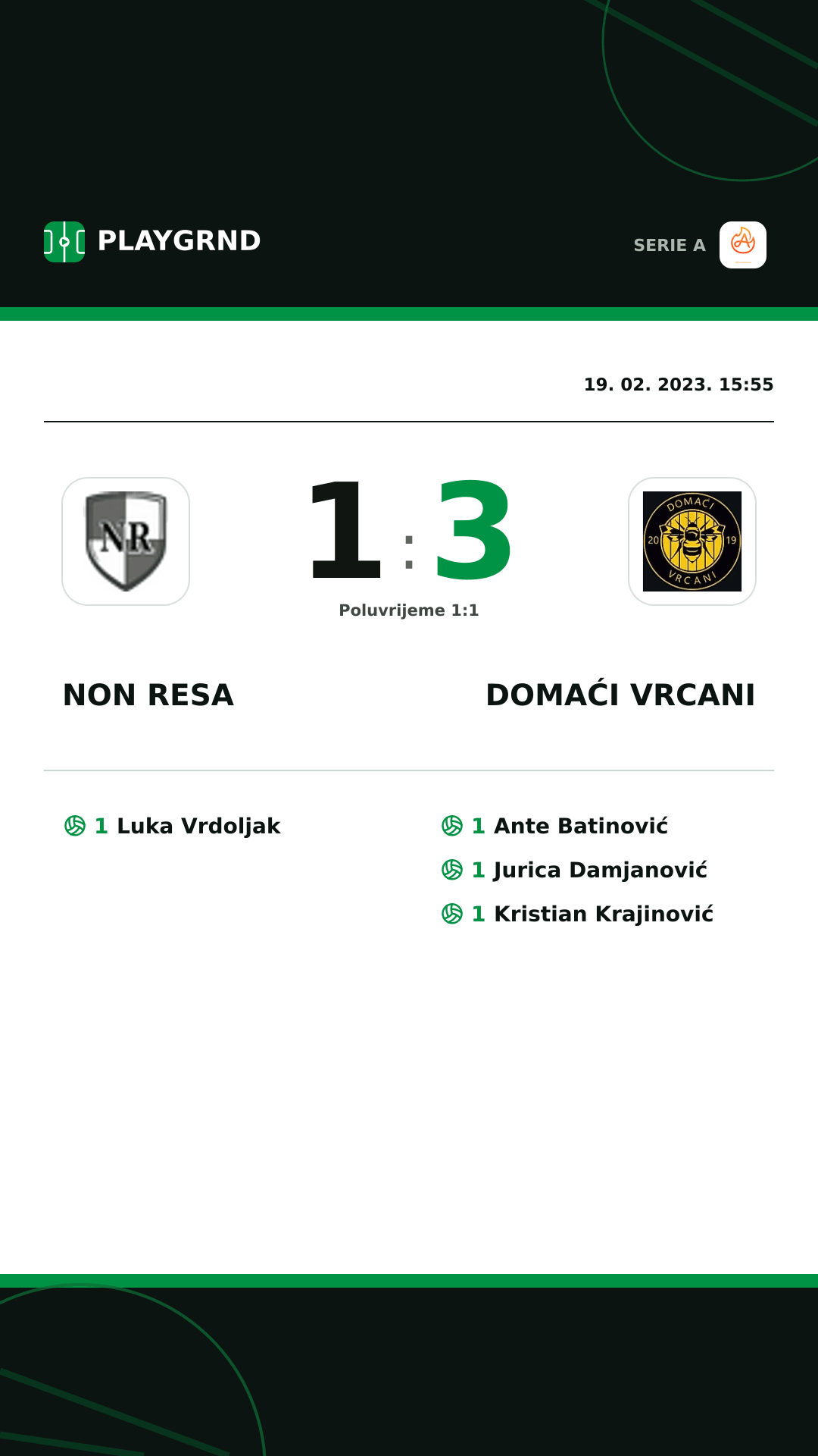 Instagram slika: Non Resa 1:3 Domaći Vrcani