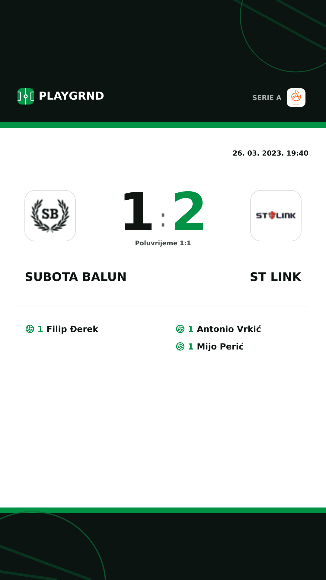 Instagram slika: Subota Balun 1:2 ST Link