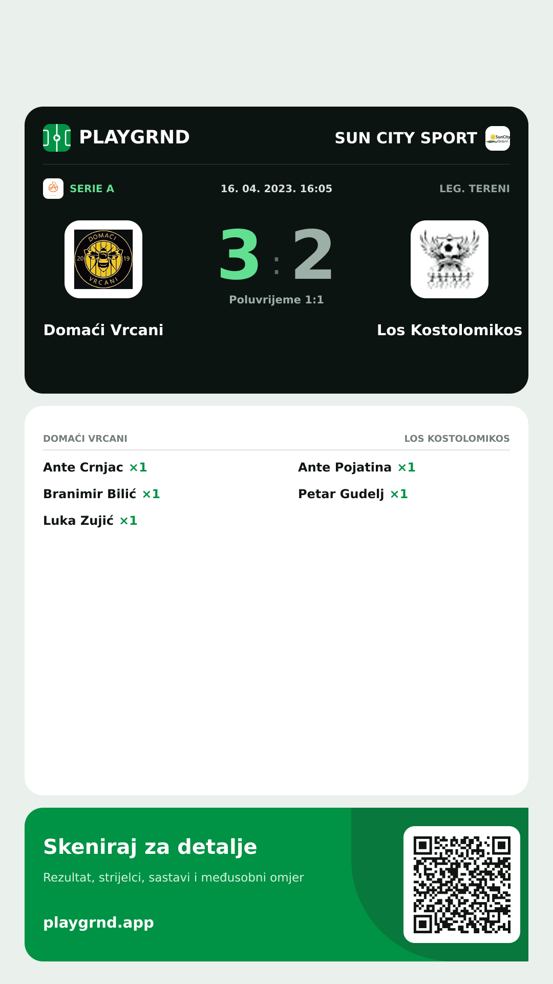 Story image: Domaći Vrcani 3:2 Los Kostolomikos