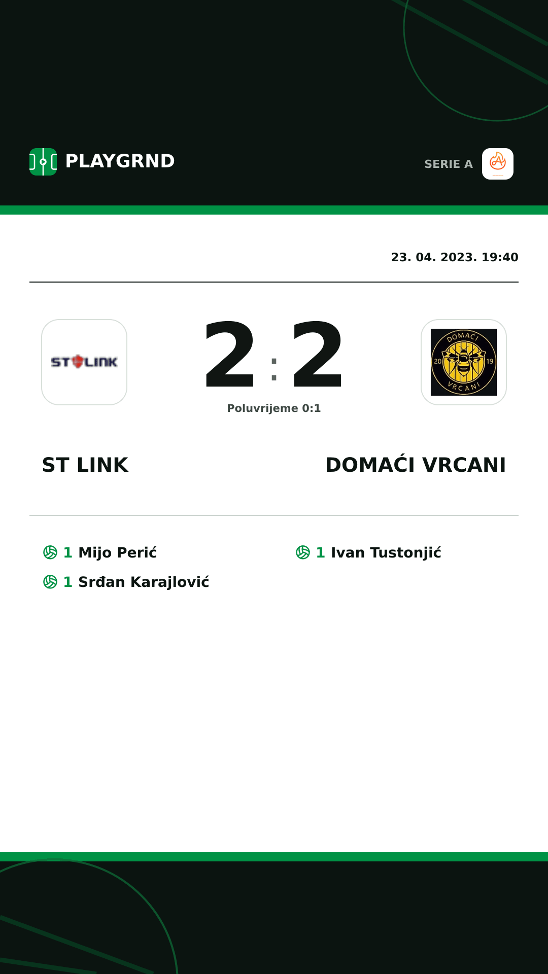 Instagram slika: ST Link 2:2 Domaći Vrcani