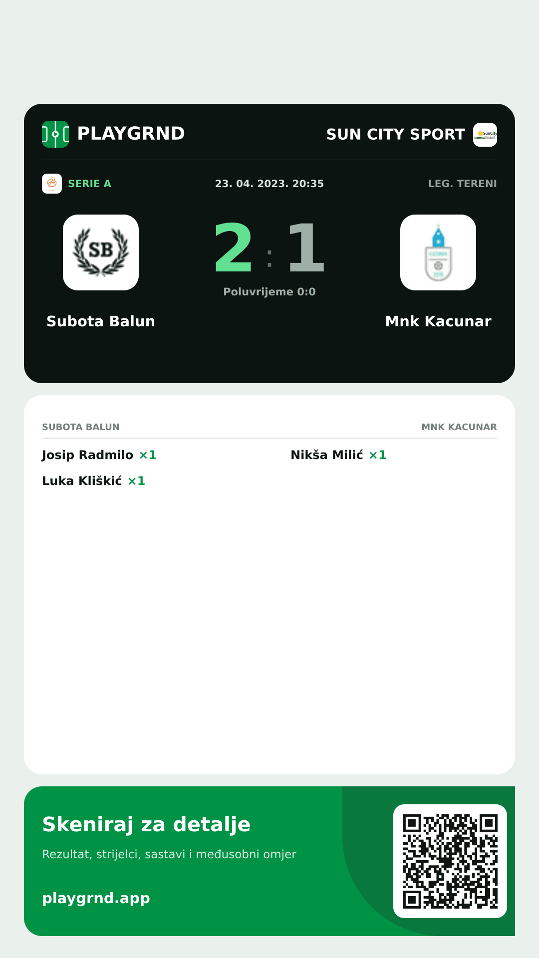 Story image: Subota Balun 2:1 Mnk Kacunar