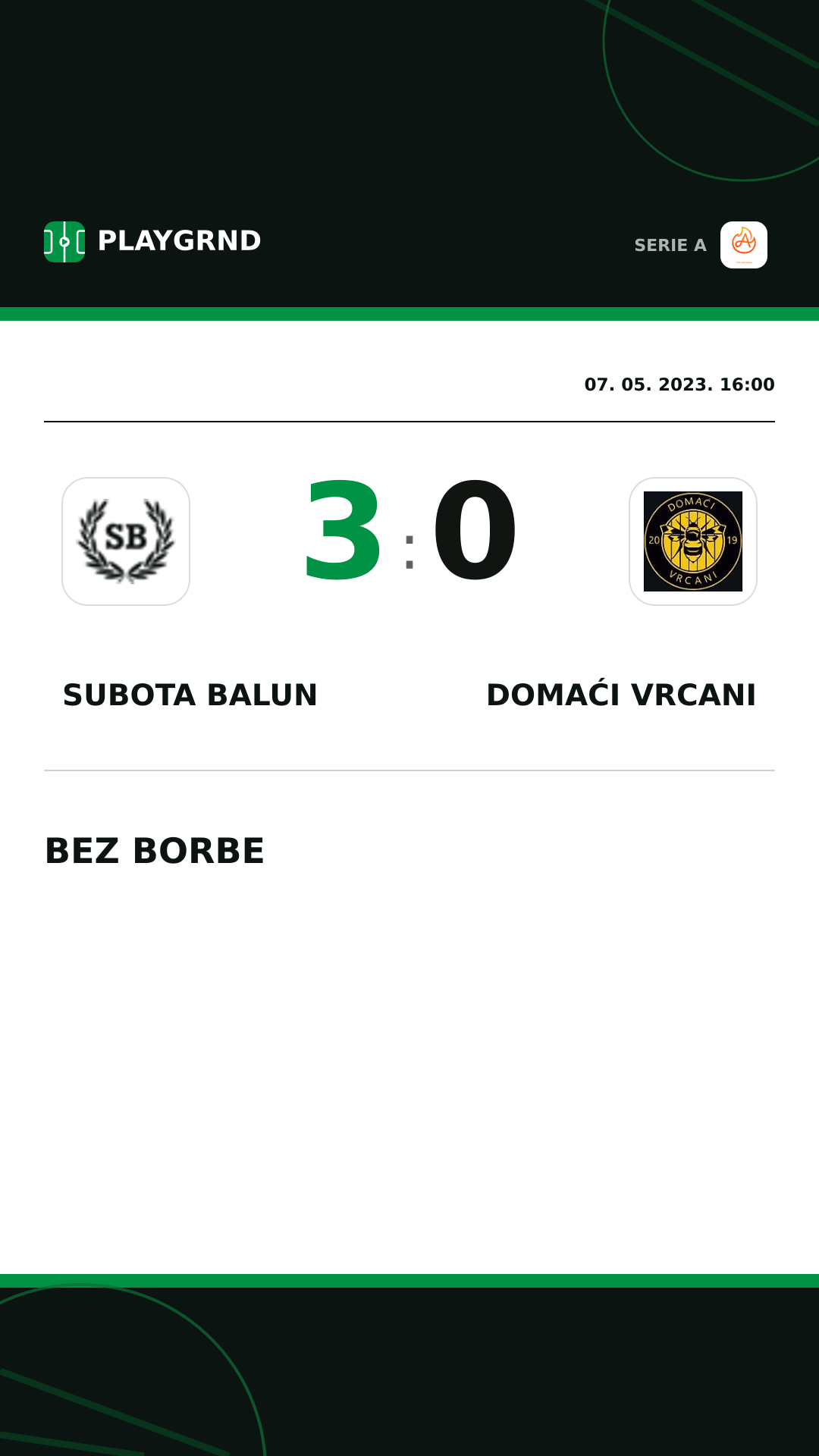 Instagram slika: Subota Balun 3:0 Domaći Vrcani
