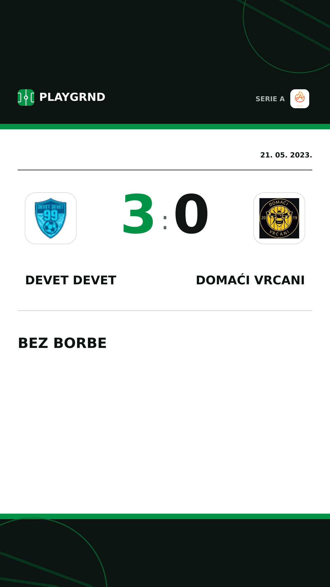 Instagram slika: Devet Devet 3:0 Domaći Vrcani