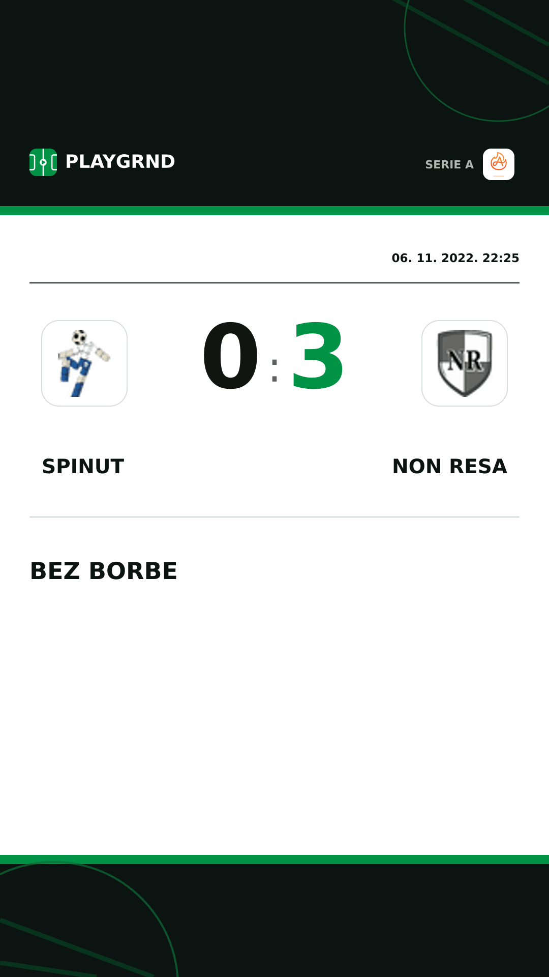 Instagram slika: Spinut 0:3 Non Resa