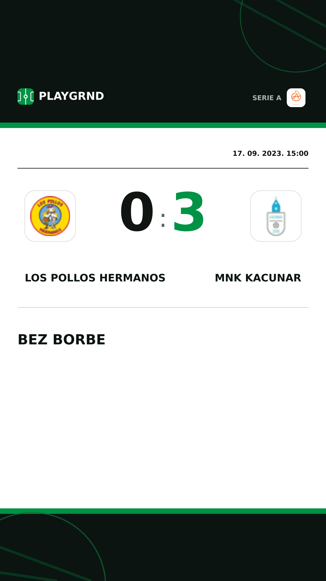 Instagram slika: Los Pollos Hermanos 0:3 Mnk Kacunar