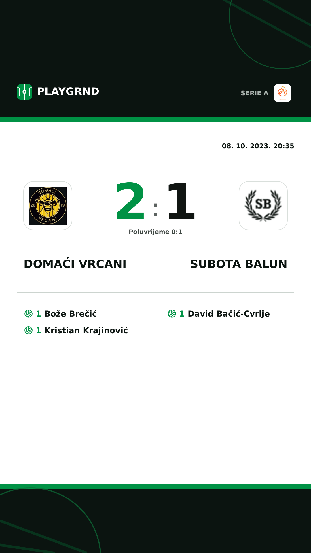 Instagram slika: Domaći Vrcani 2:1 Subota Balun
