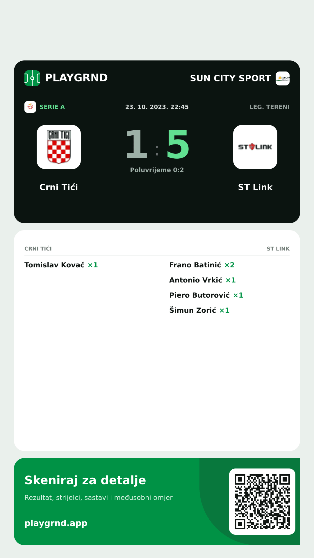 Story slika: Crni Tići 1:5 ST Link