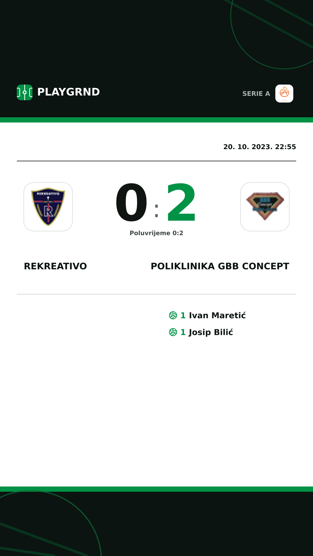 Instagram slika: Rekreativo 0:2 Poliklinika Gbb Concept