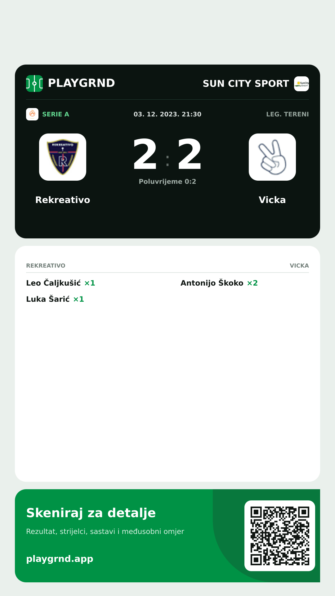 Story slika: Rekreativo 2:2 Vicka
