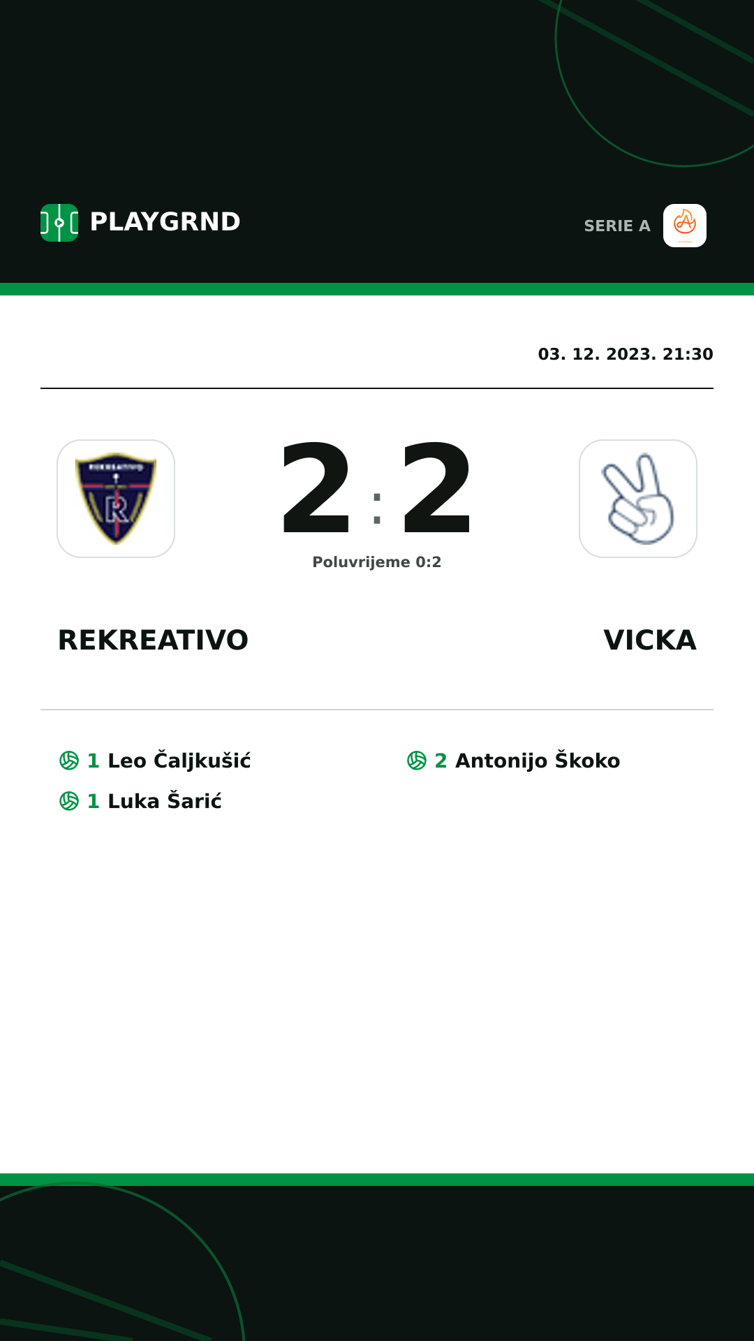 Instagram slika: Rekreativo 2:2 Vicka