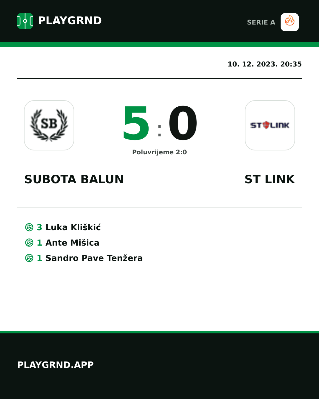 Instagram slika: Subota Balun 5:0 ST Link