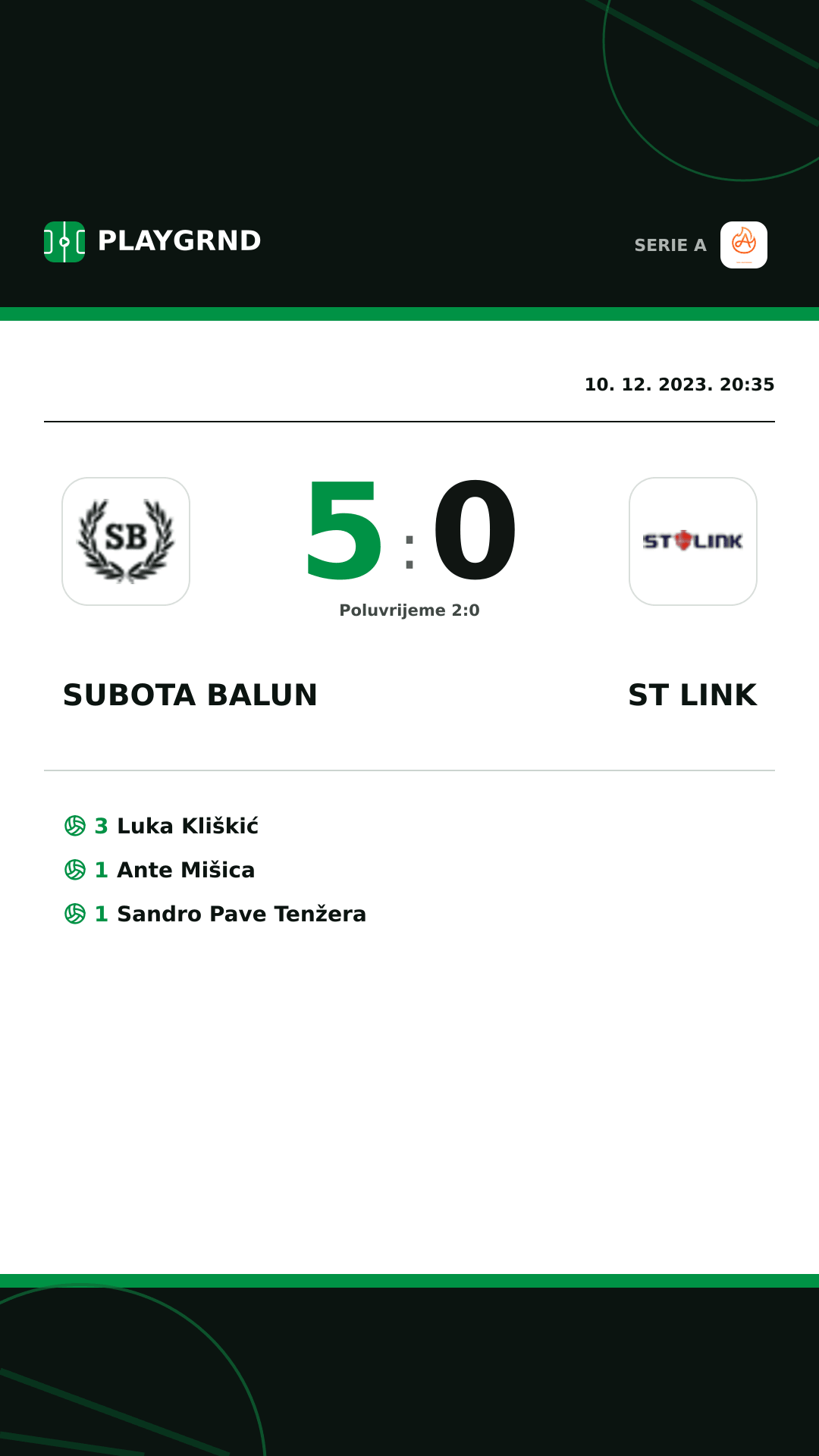 Instagram slika: Subota Balun 5:0 ST Link