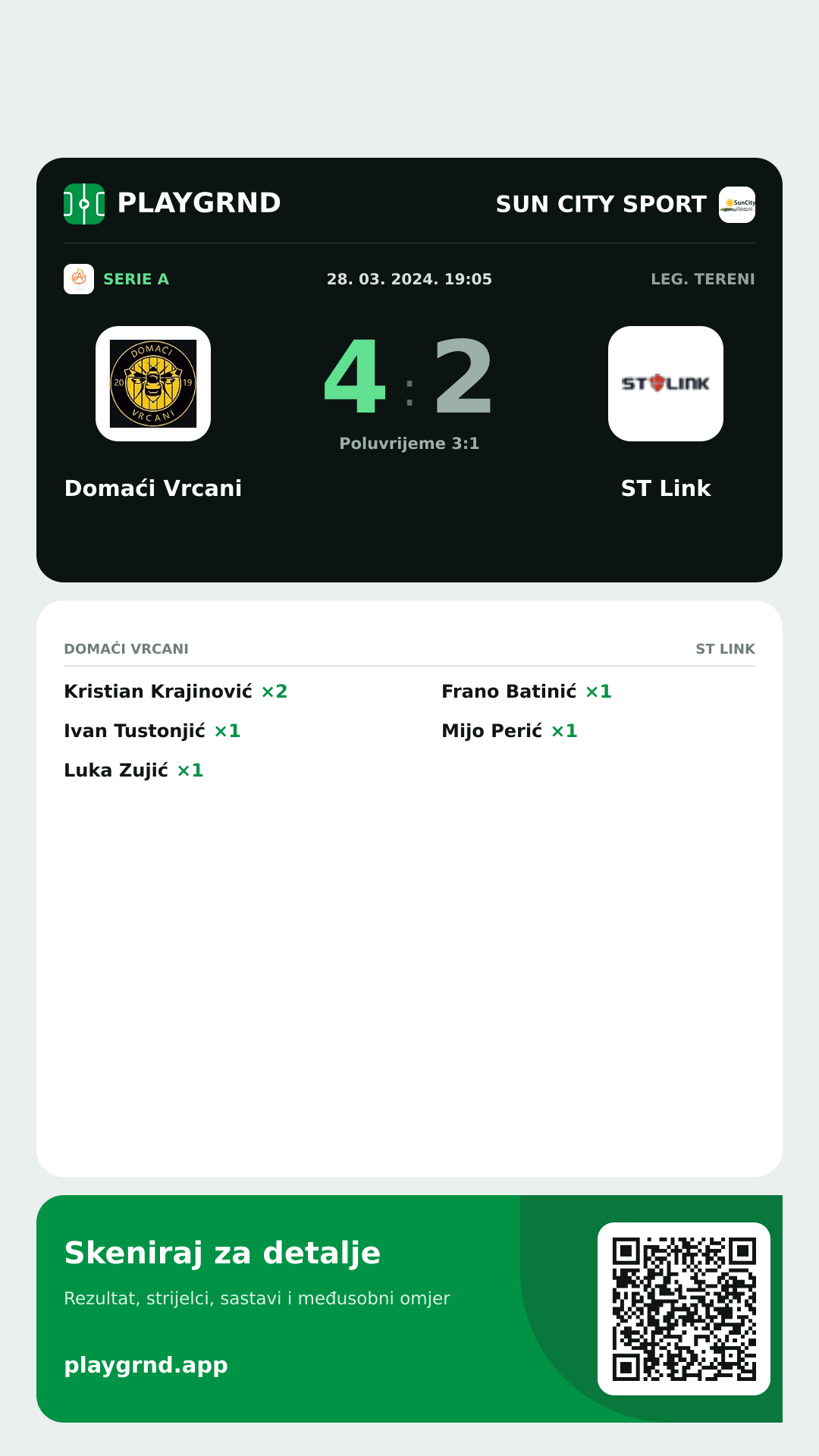 Story image: Domaći Vrcani 4:2 ST Link