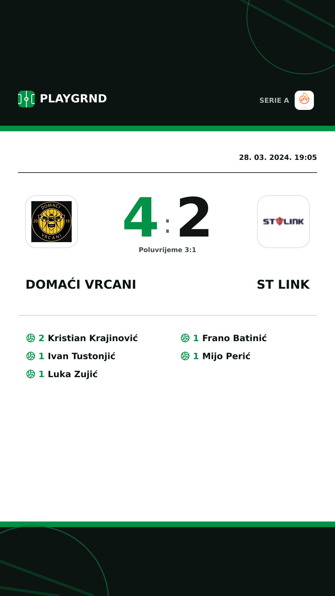 Instagram slika: Domaći Vrcani 4:2 ST Link