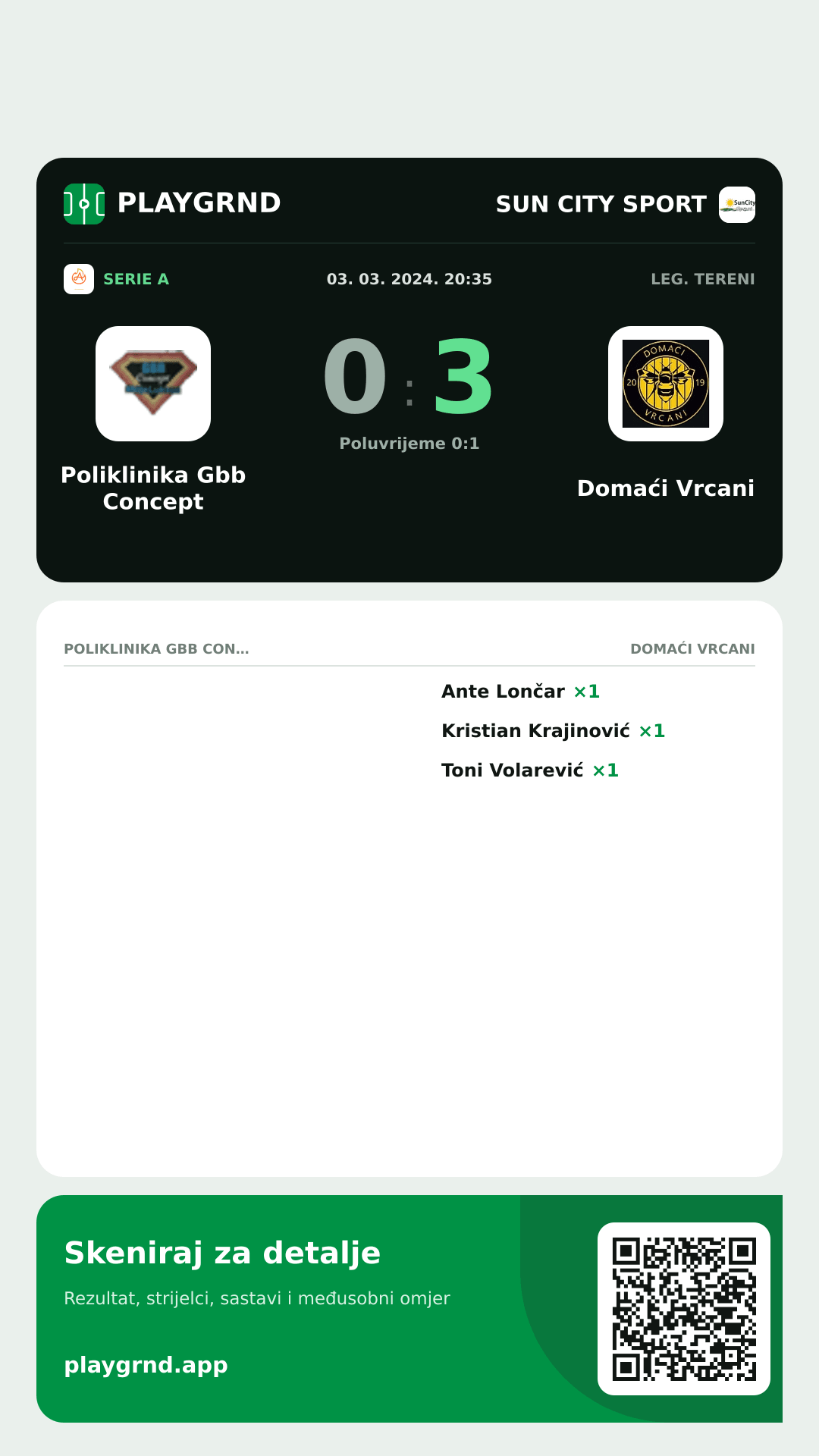 Story image: Poliklinika Gbb Concept 0:3 Domaći Vrcani