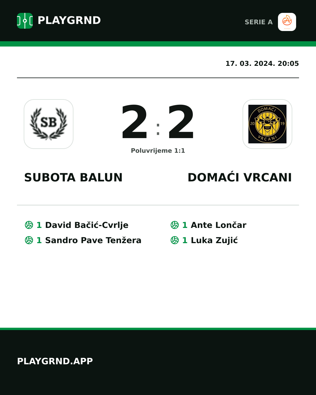 Instagram slika: Subota Balun 2:2 Domaći Vrcani