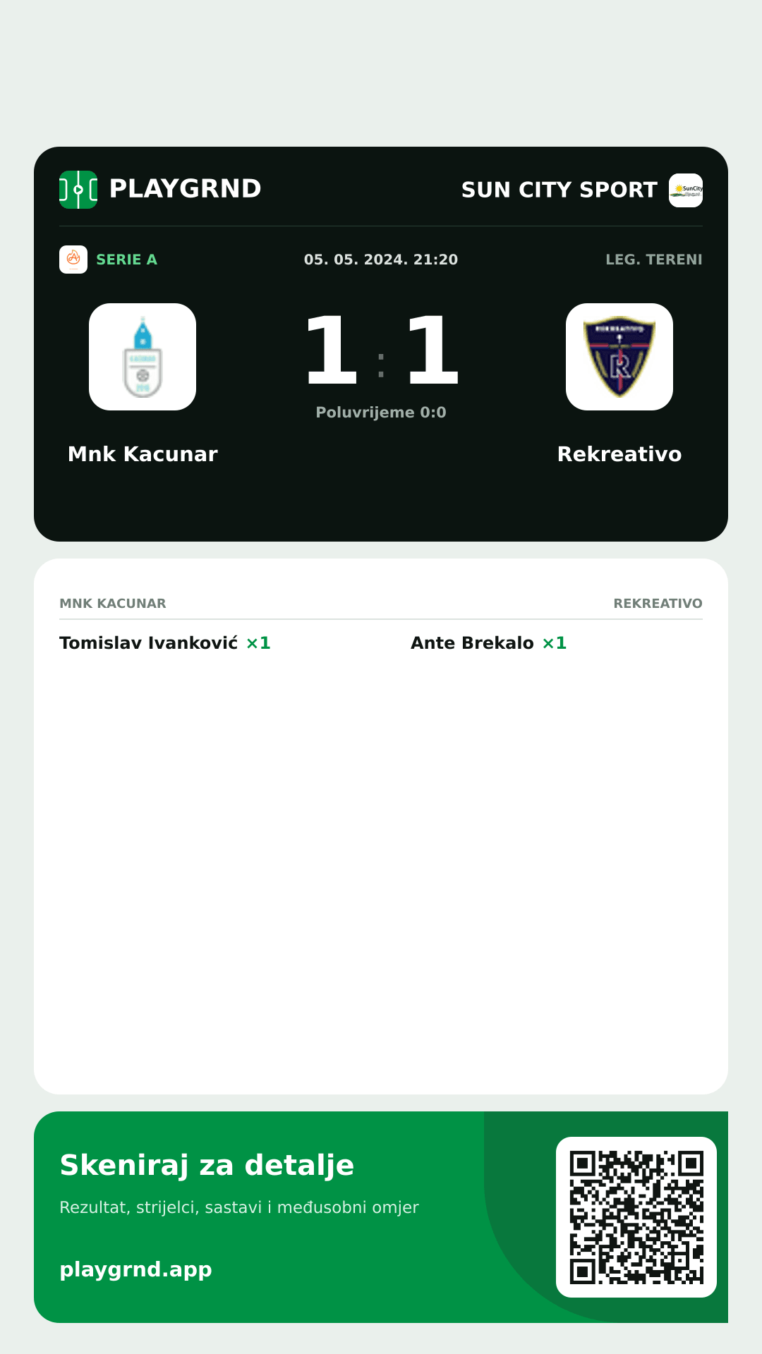 Story image: Mnk Kacunar 1:1 Rekreativo