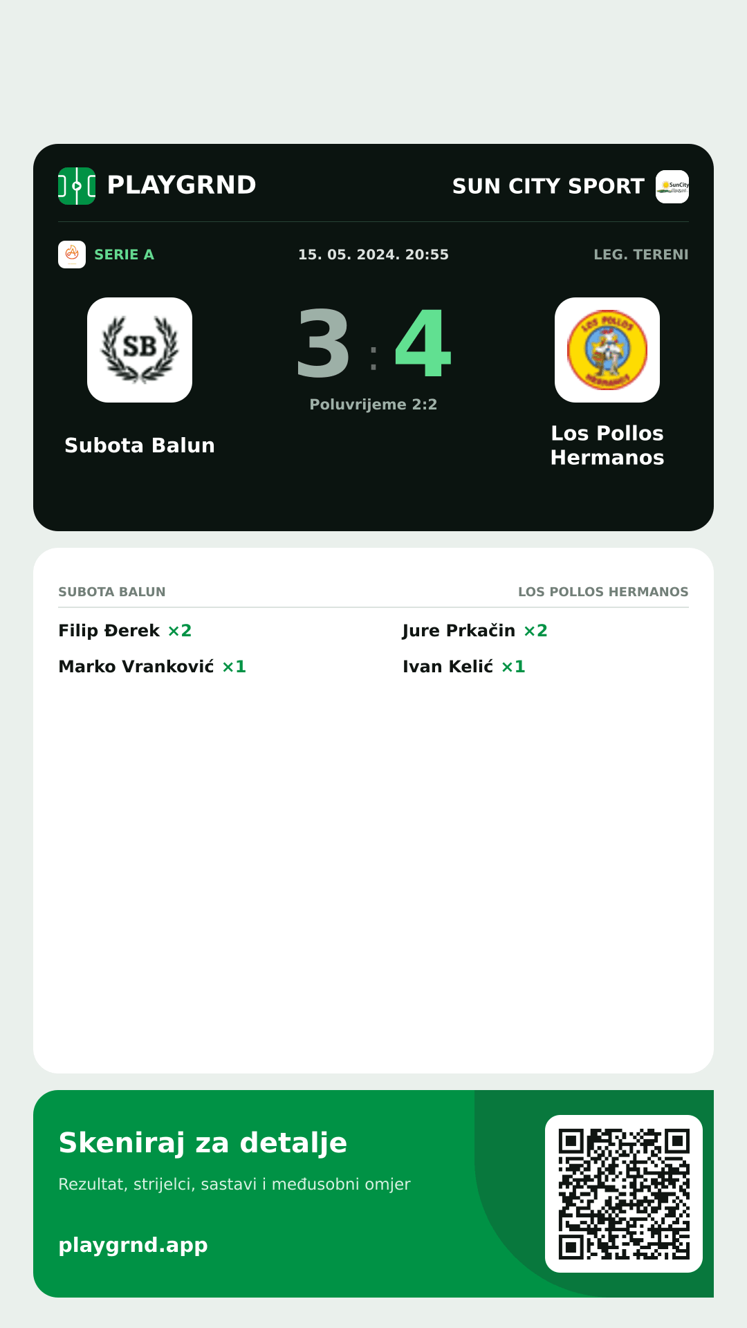 Story slika: Subota Balun 3:4 Los Pollos Hermanos