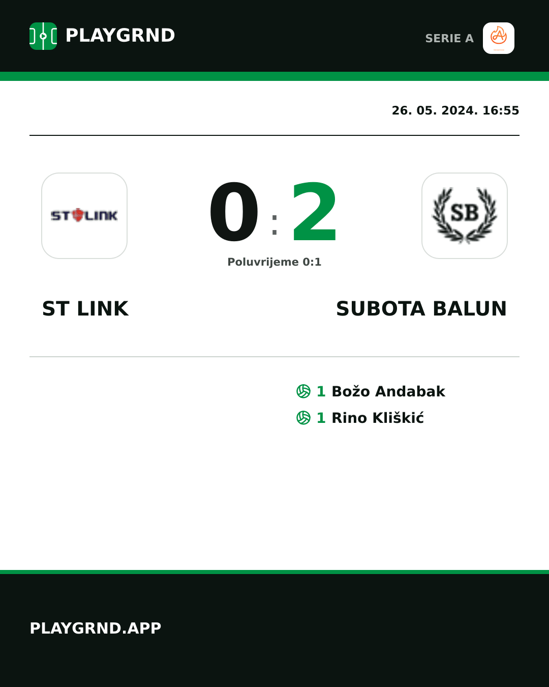 Instagram slika: ST Link 0:2 Subota Balun