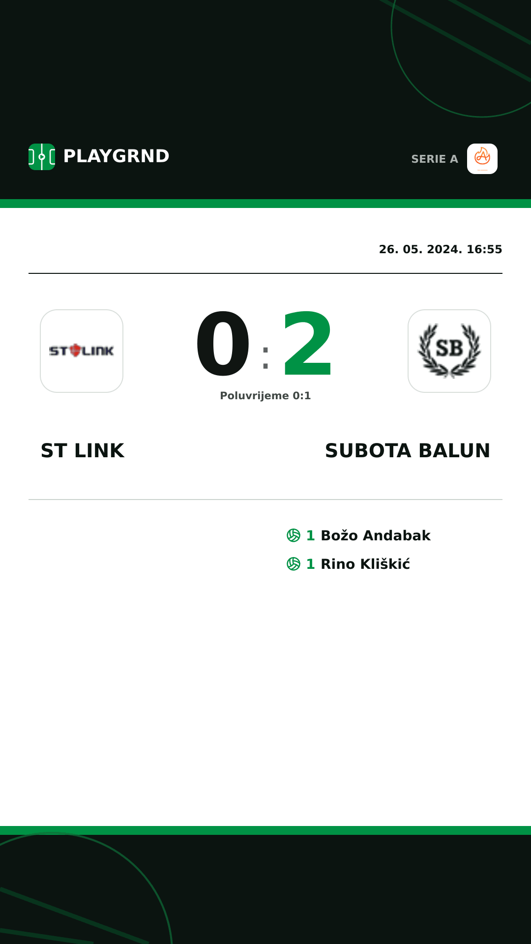 Instagram slika: ST Link 0:2 Subota Balun