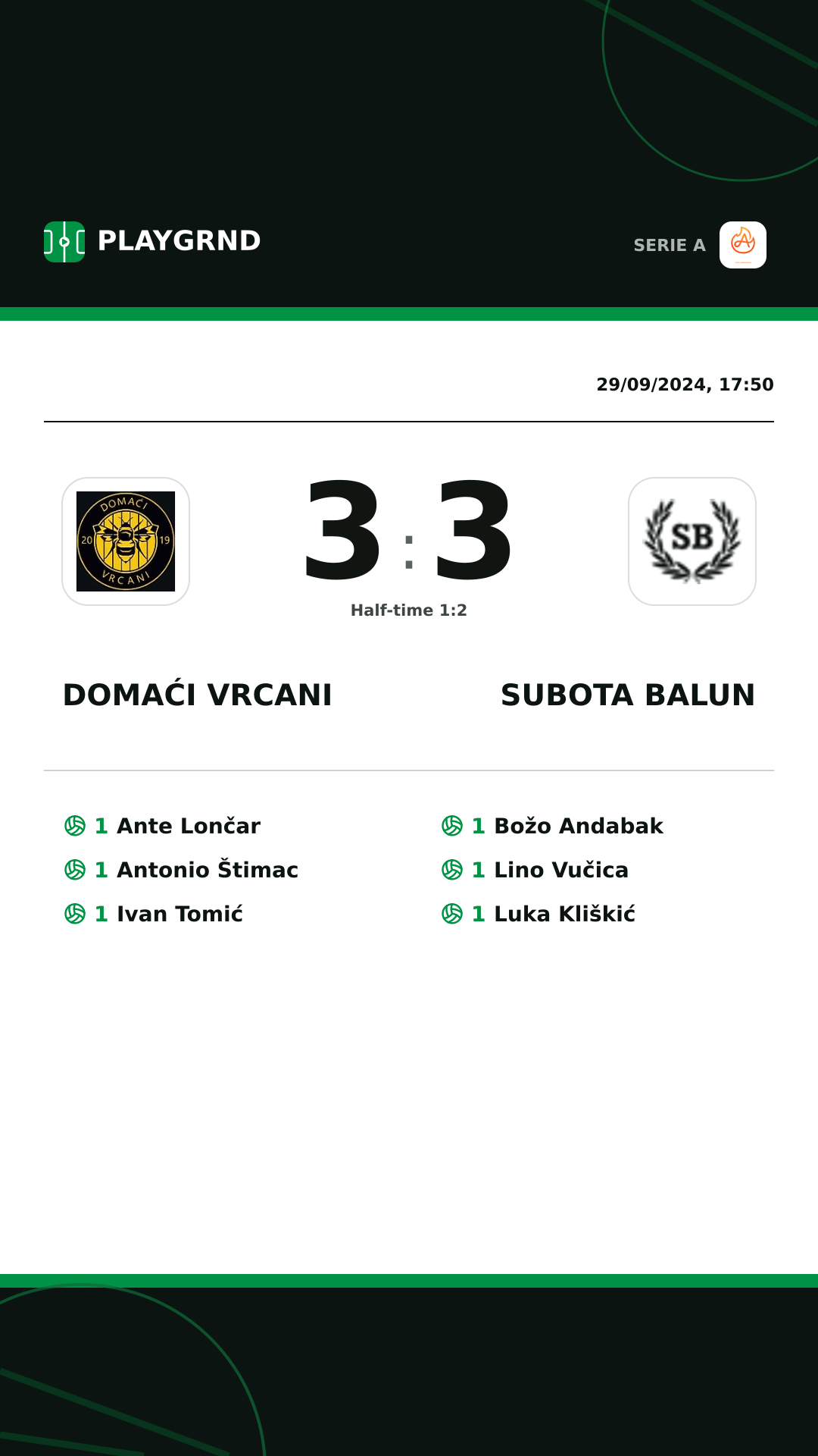 Instagram artwork: Domaći Vrcani 3:3 Subota Balun